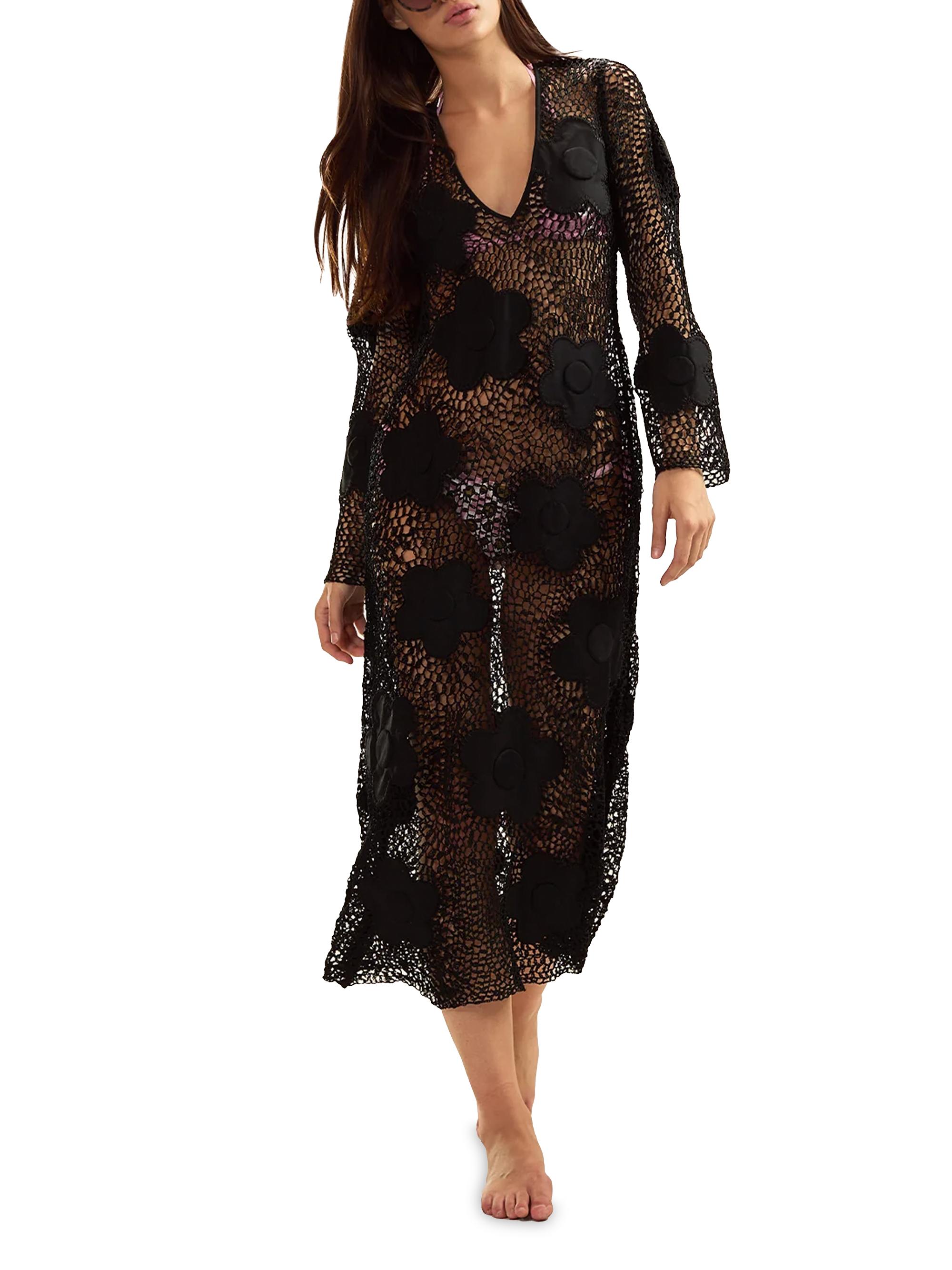 Cynthia Rowley Women's Ibiza Crochet-Knit Cover Up - Black