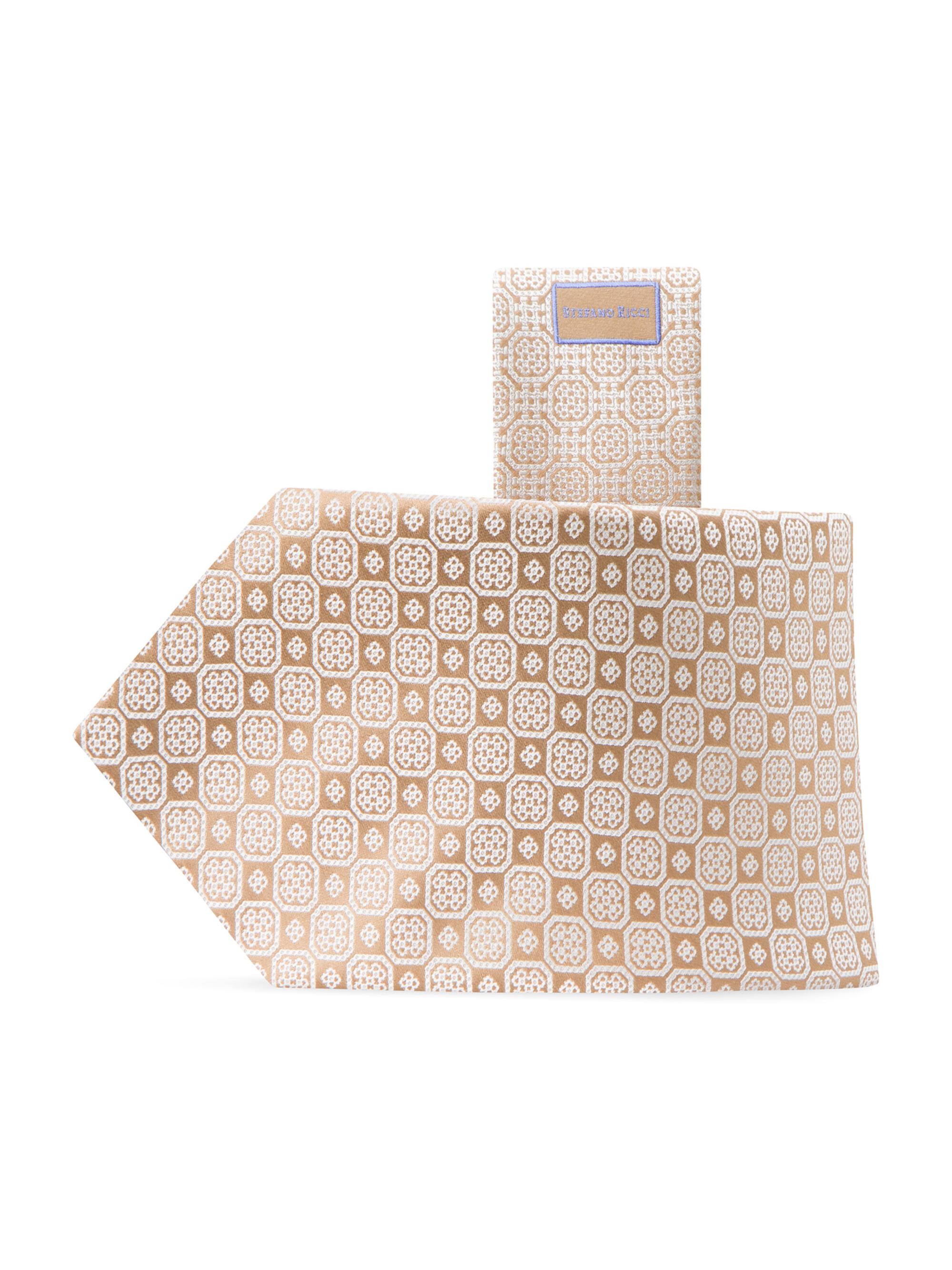 Stefano Ricci Men's Luxury Tie Brown And White