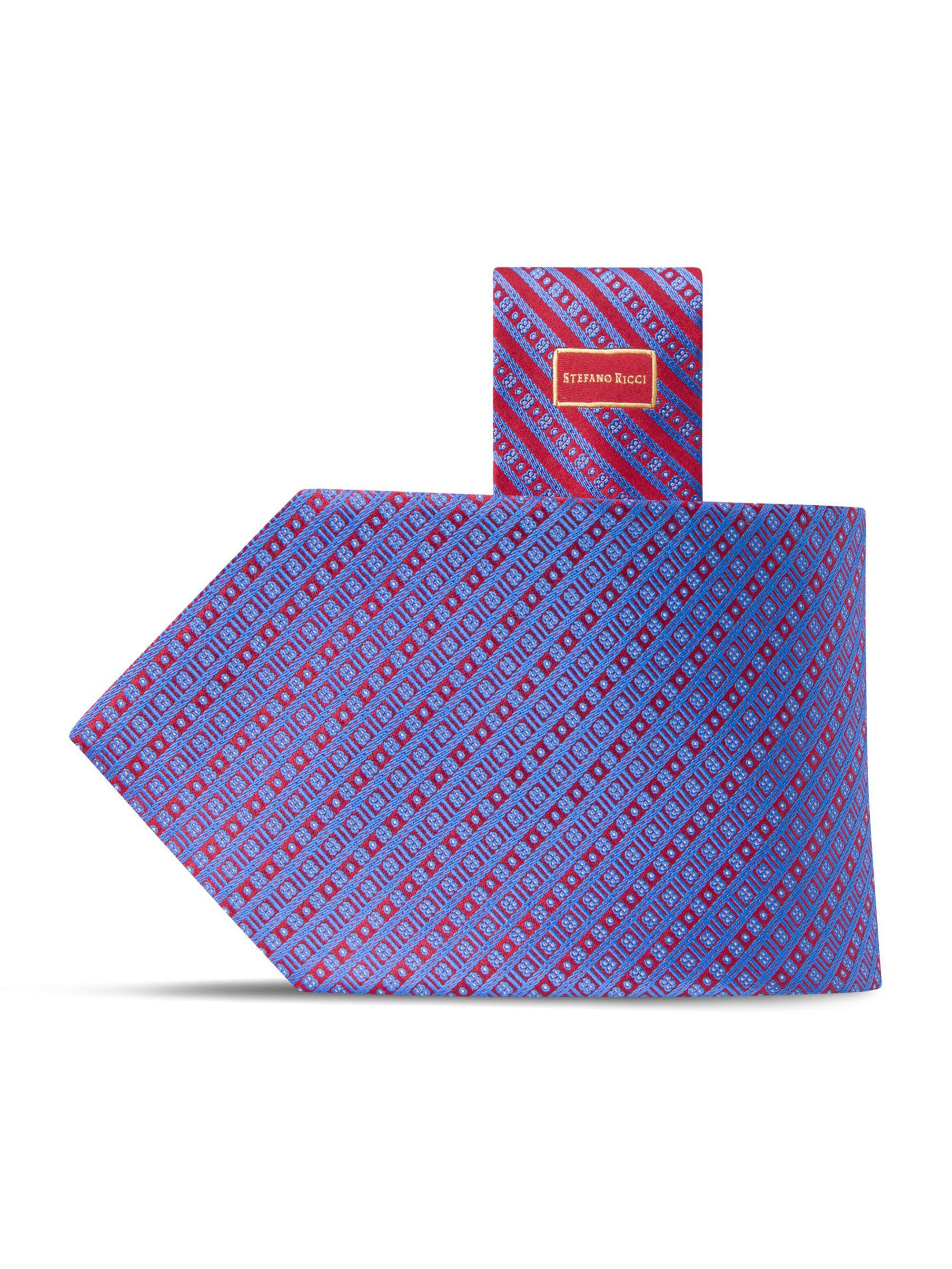 Stefano Ricci Men's Luxury Tie - Dark Blue And Red