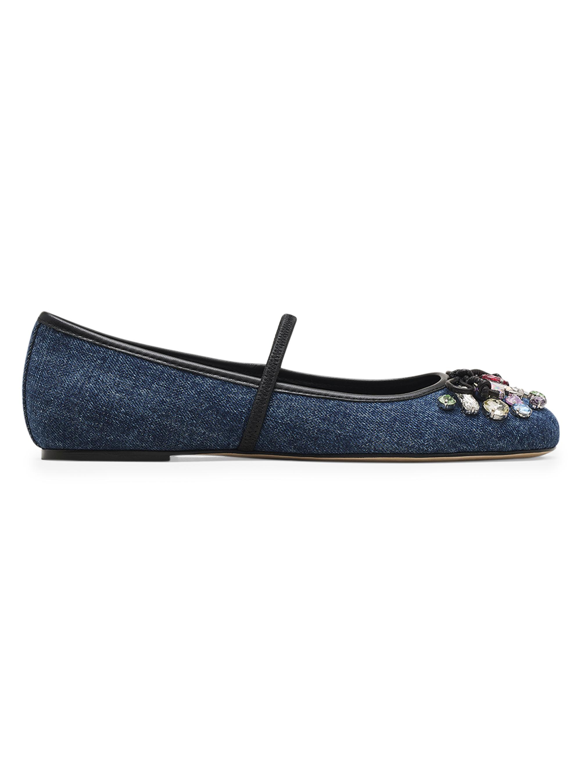 Marc Jacobs Women's Sabrina Crystal-Embellished Denim Ballet Flats - Indigo
