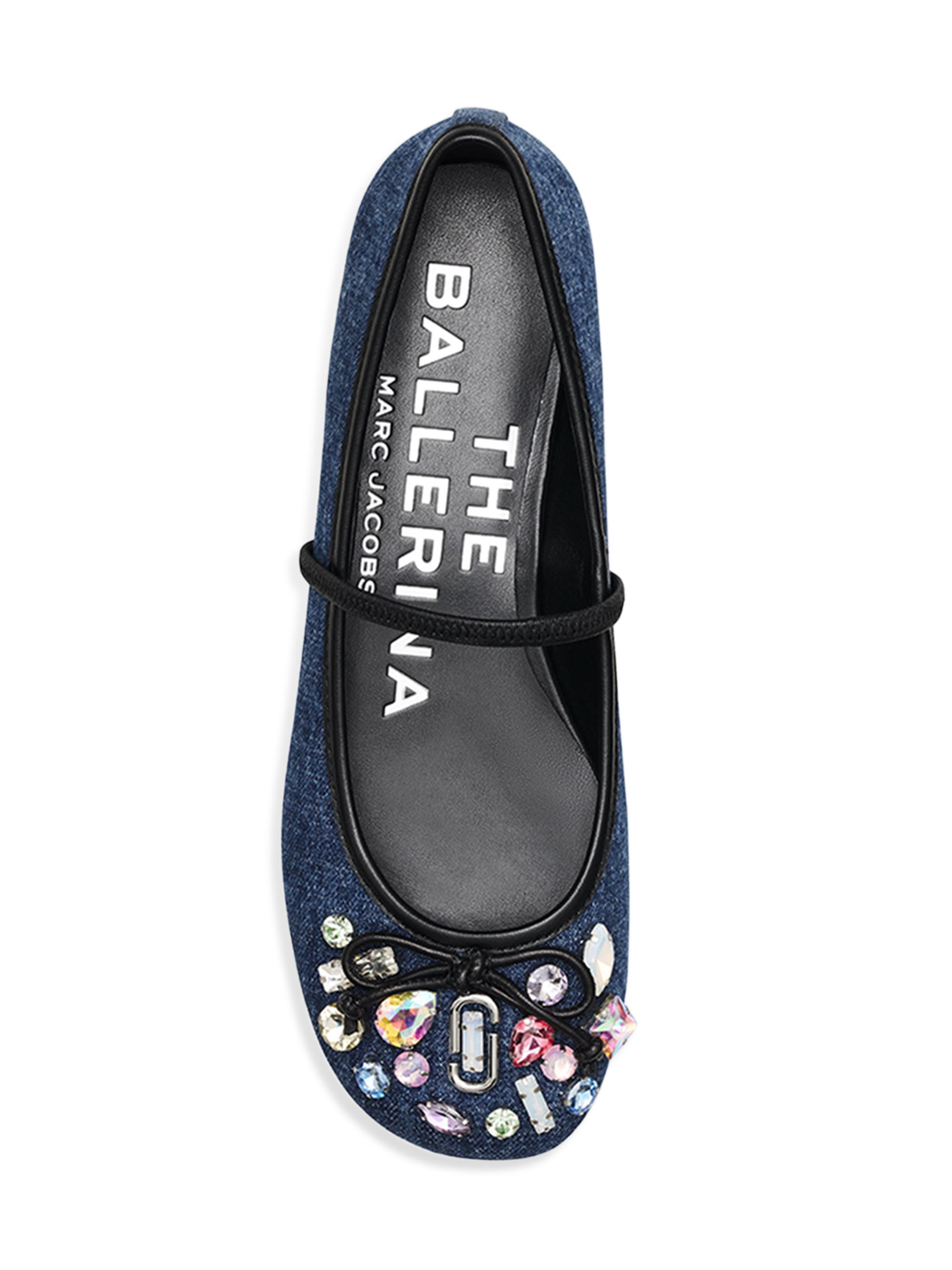 Marc Jacobs Sabrina Crystal-Embellished Denim Ballet Flats | Saks 