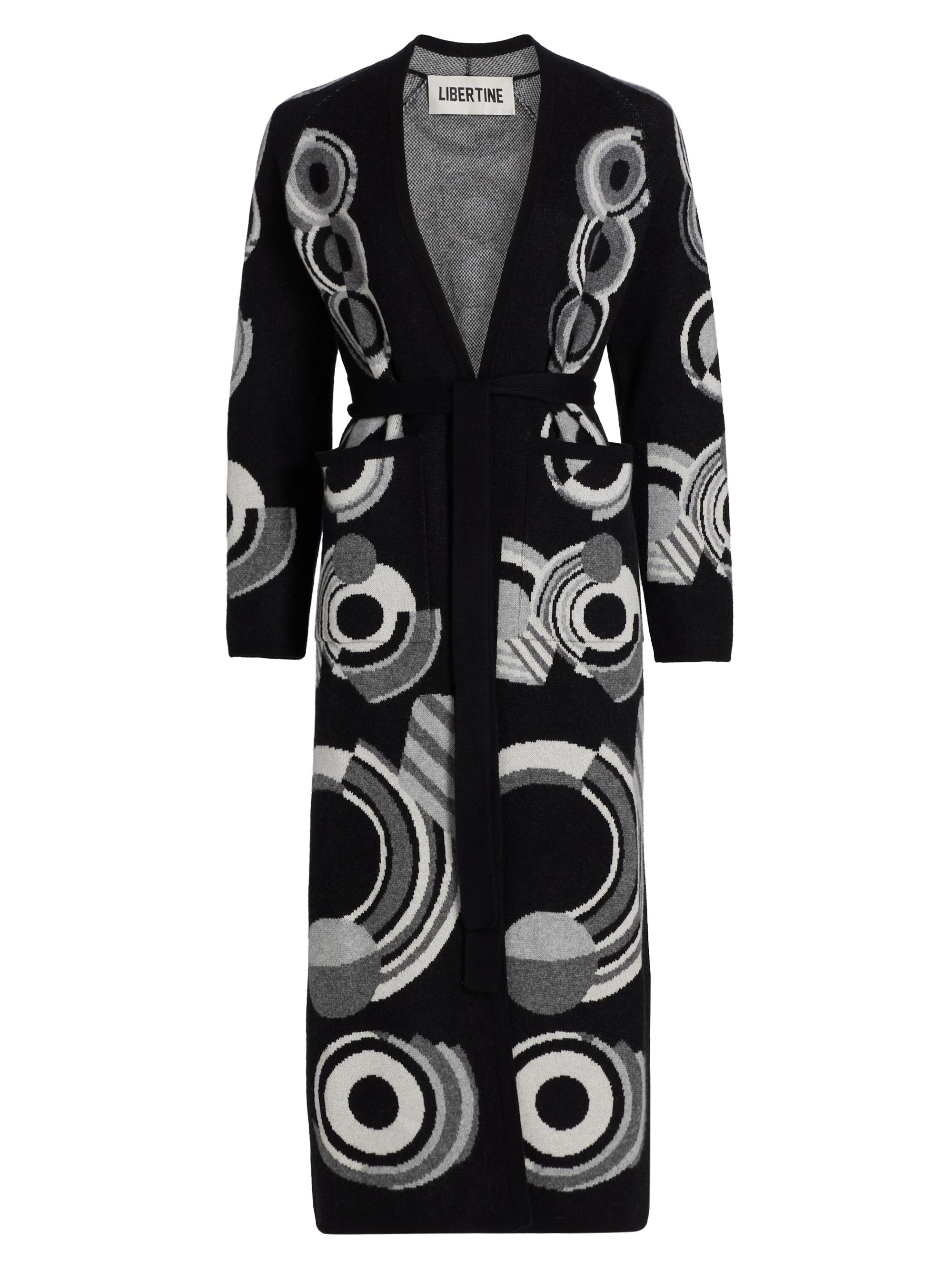 Libertine Women's Sonia Longline Cashmere Belted Cardigan - Black Multi