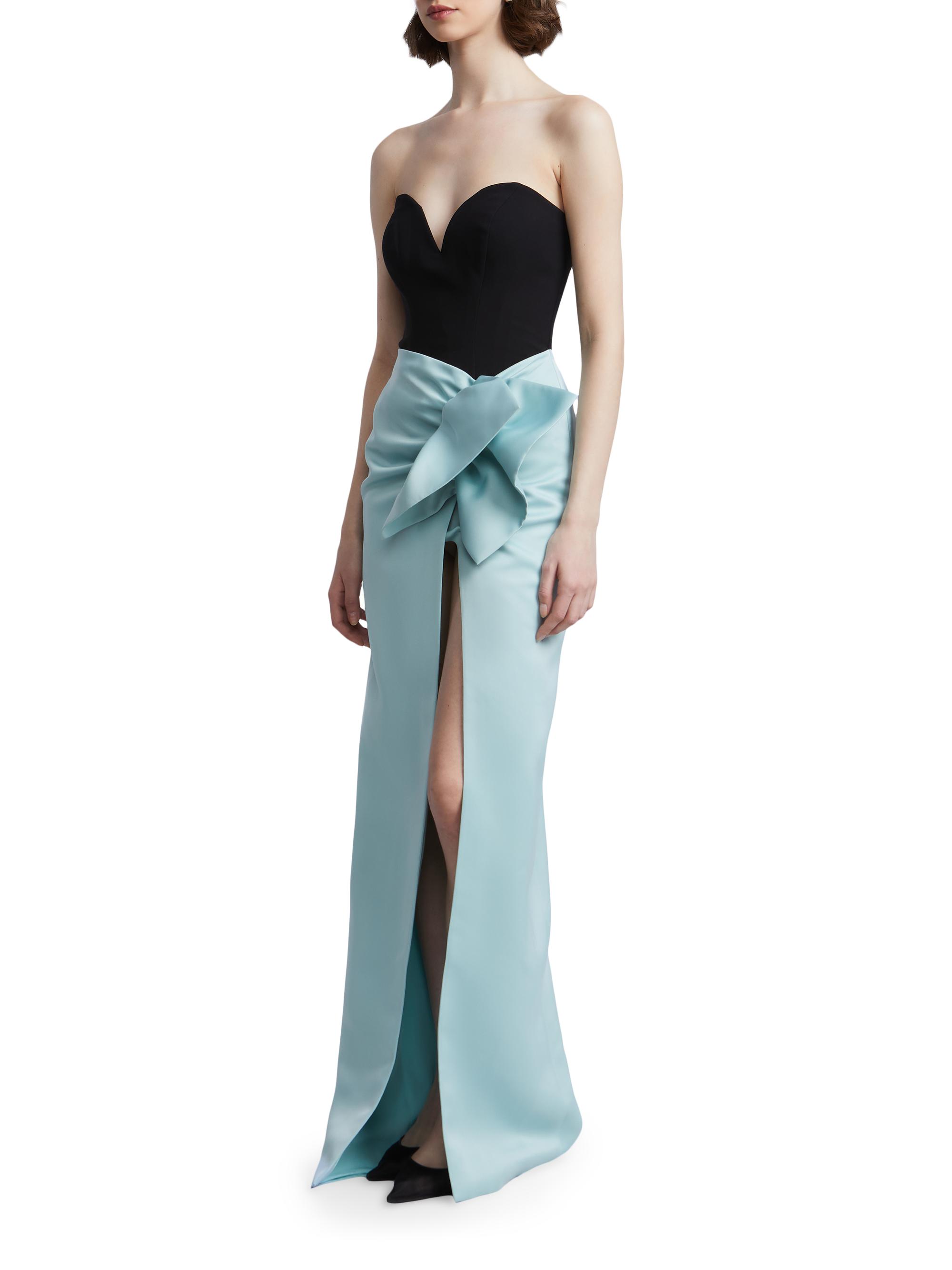 Bcbgmaxazria Women's Ana Strapless Gown - Robin Egg Black - Size 2