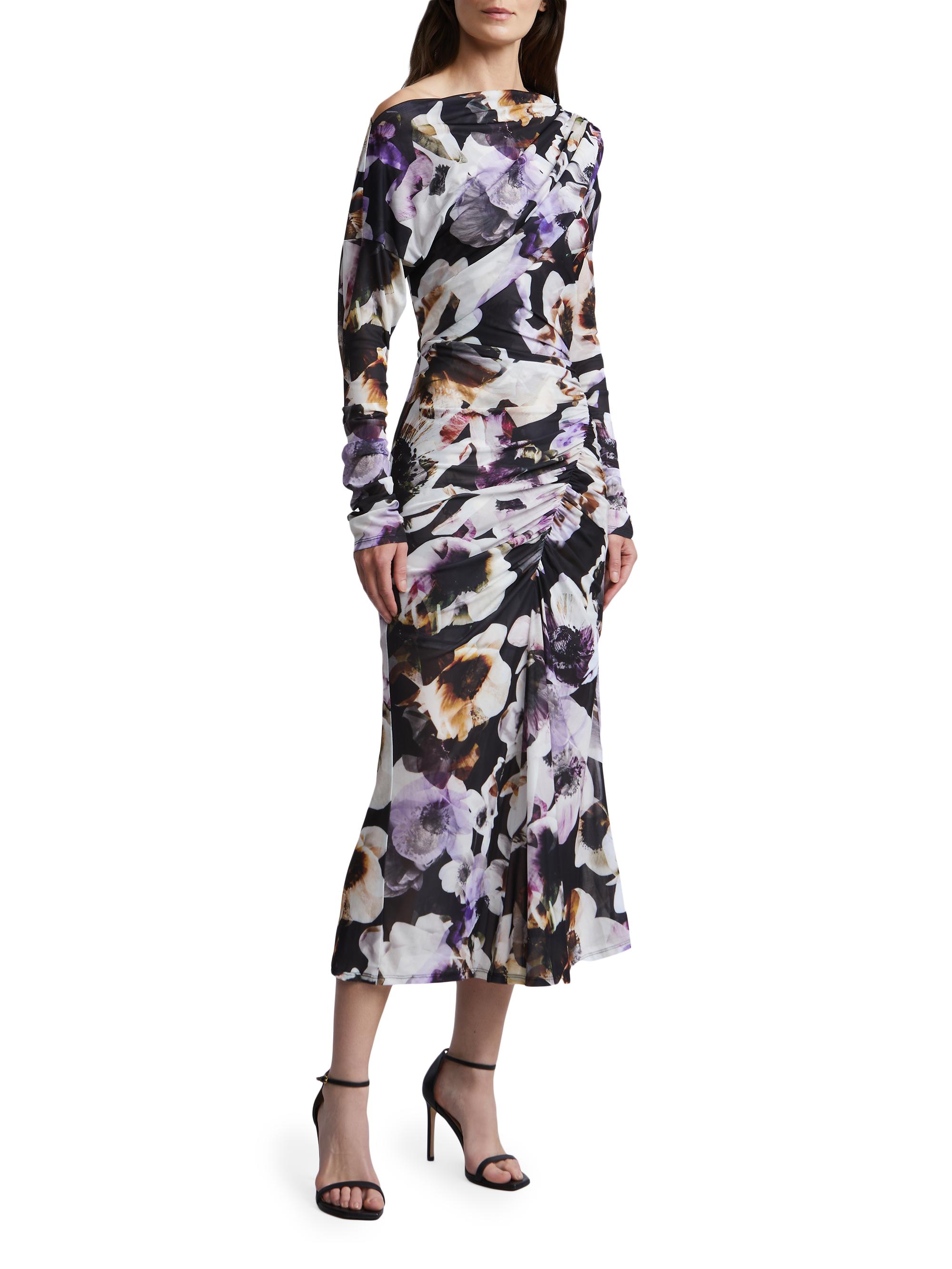 BCBGMAXAZRIA Women's Isla Floral Ruched Midi-Dress - Secret Garden Print | Thumbnail 4