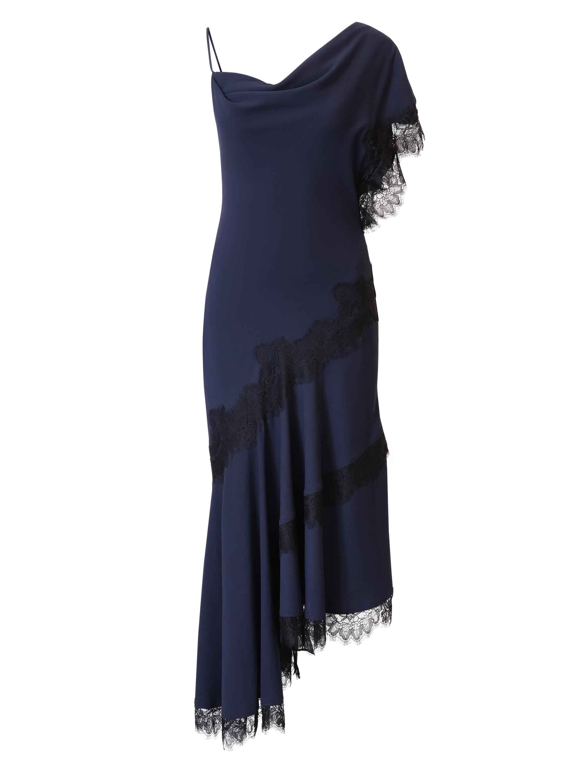 BCBGMAXAZRIA Women's Calla Asymmetric Slip Midi-Dress - Dark Sapphire