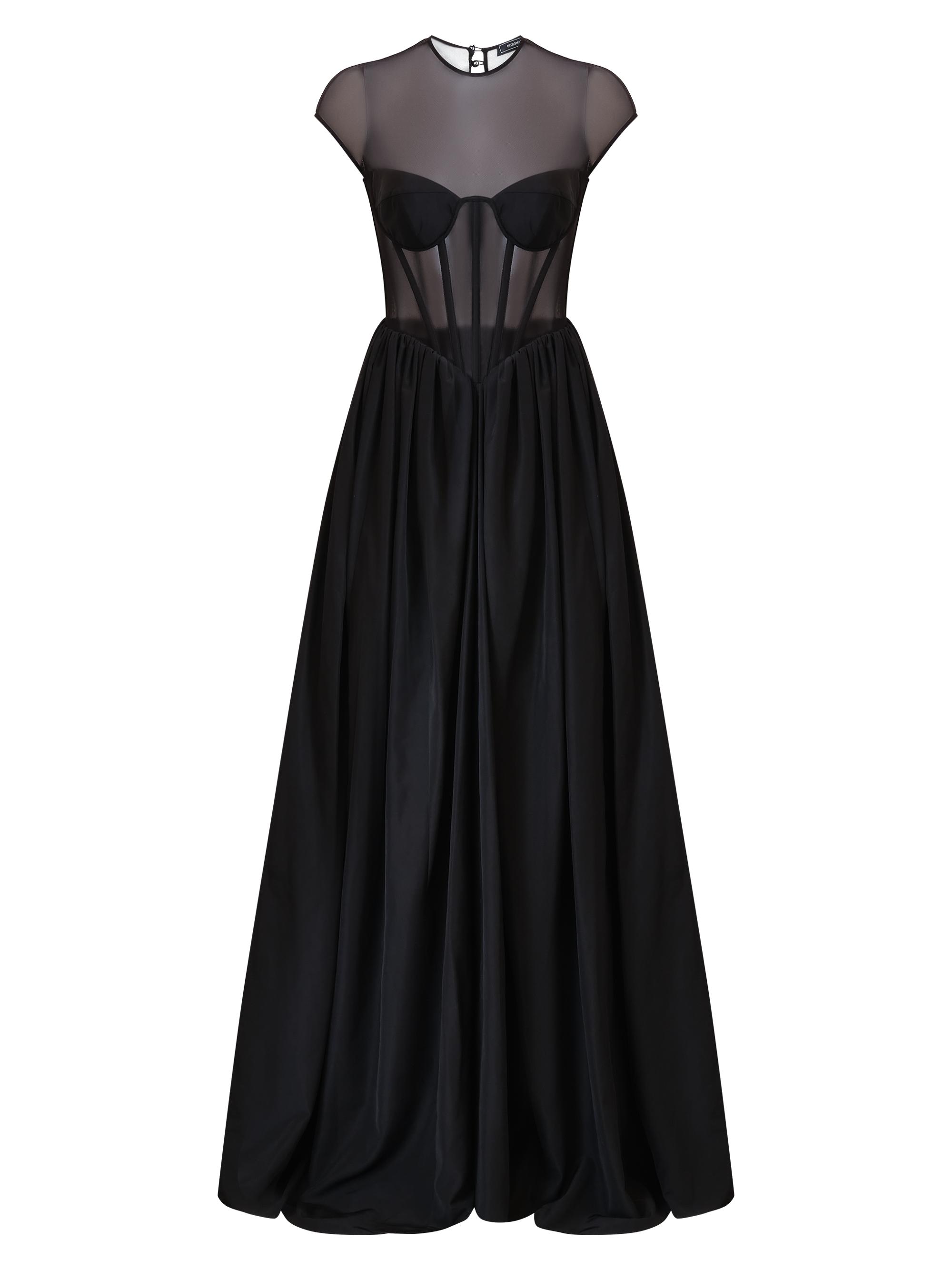 BCBGMAXAZRIA Women's Babe Sheer Corset Gown - Black