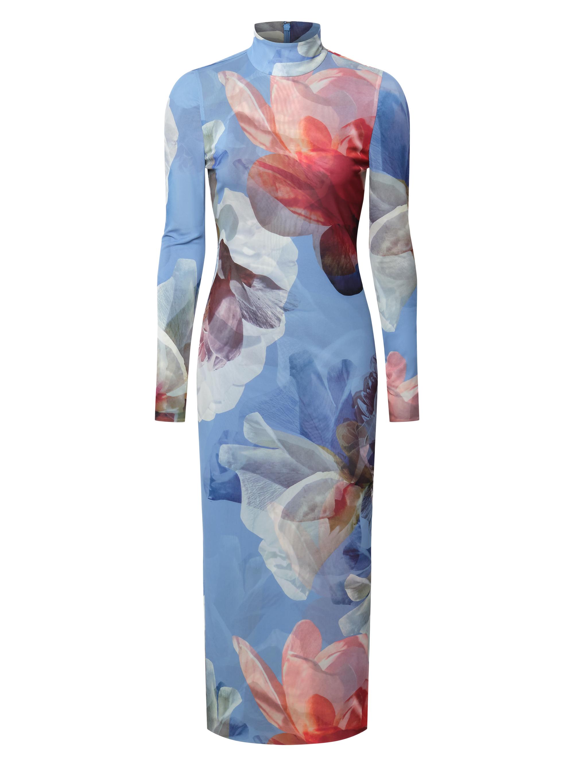 BCBGMAXAZRIA Women's Alma Floral Turtleneck Midi-Dress - Coral Garden Print