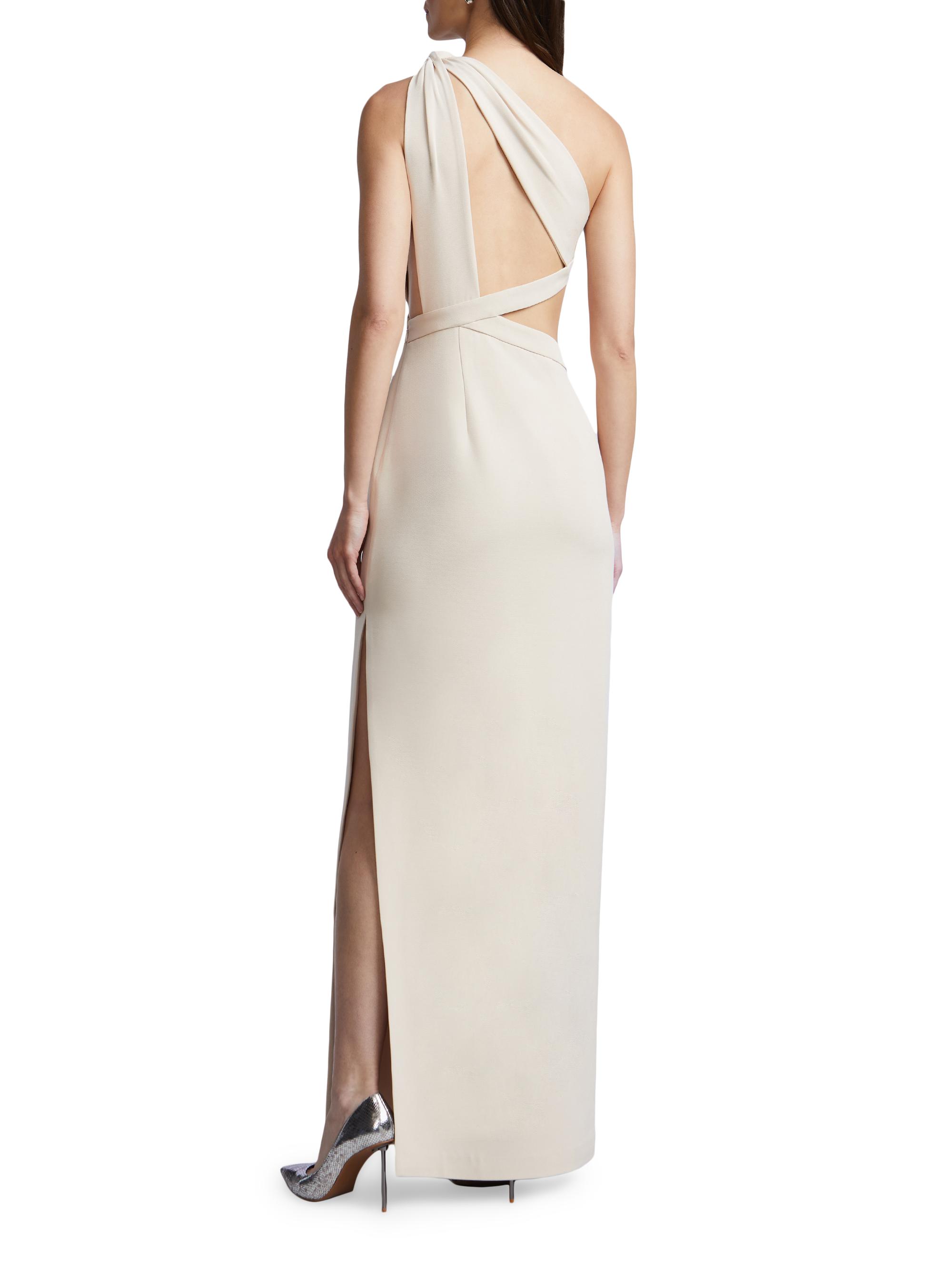 BCBGMAXAZRIA Women's Selene One-Shoulder Cut Out Gown - French Grey | Thumbnail 3