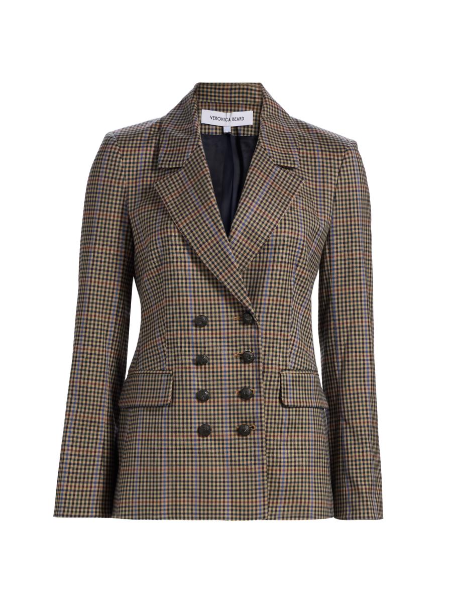 Veronica Beard Claude Check Double-Breasted Dickey Jacket | Saks