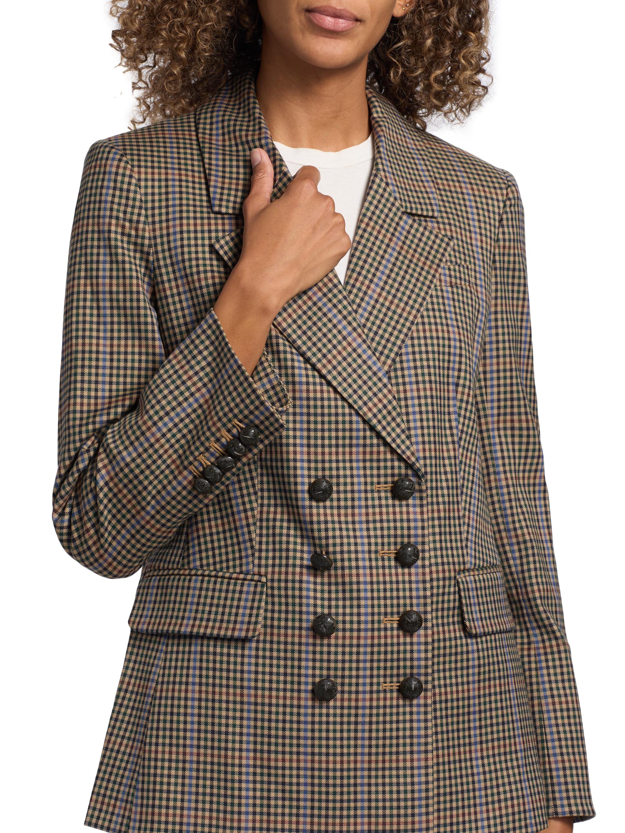 Veronica Beard Claude Check Double-Breasted Dickey Jacket | Saks