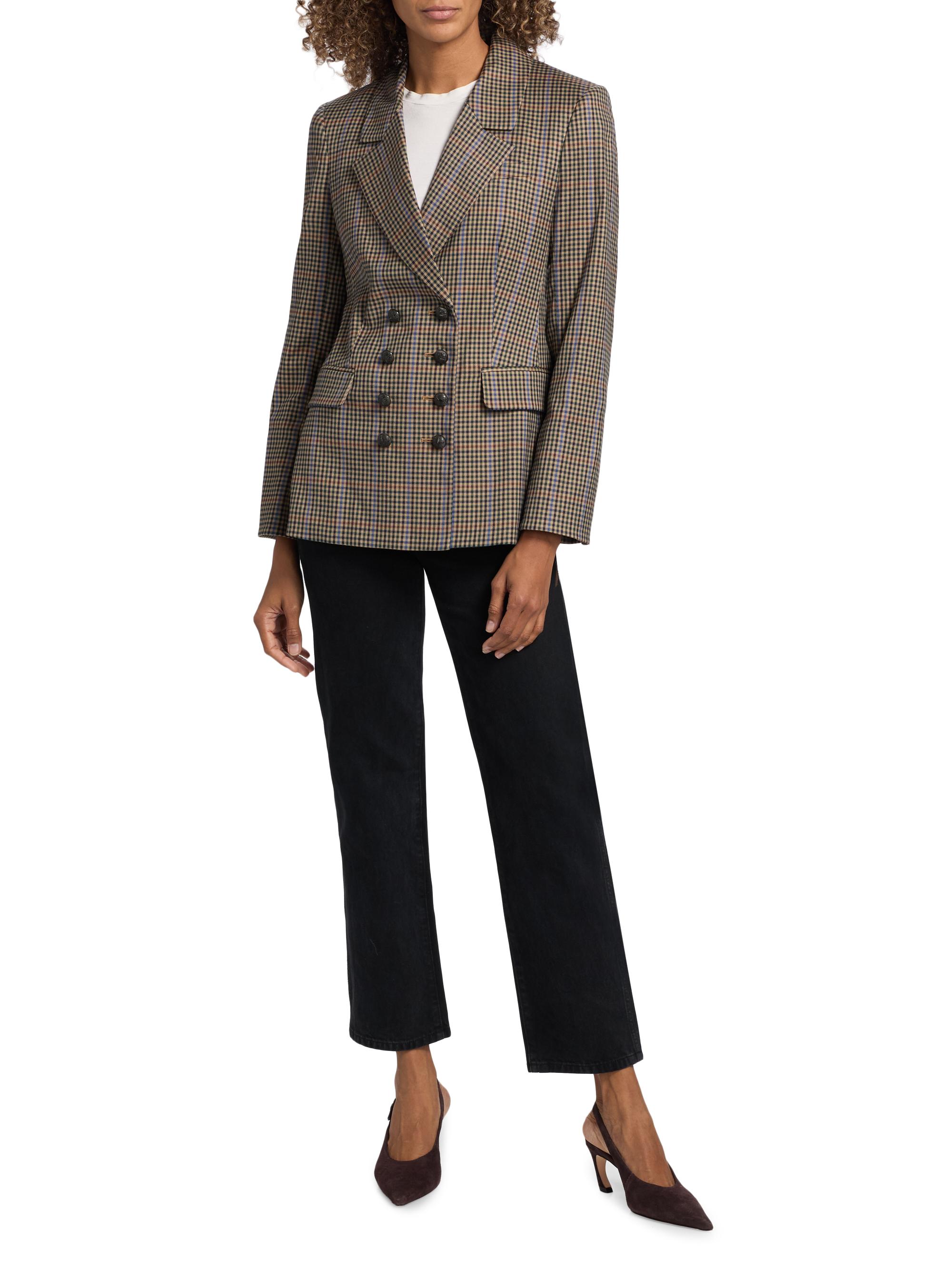 Veronica Beard Claude Check Double-Breasted Dickey Jacket | Saks