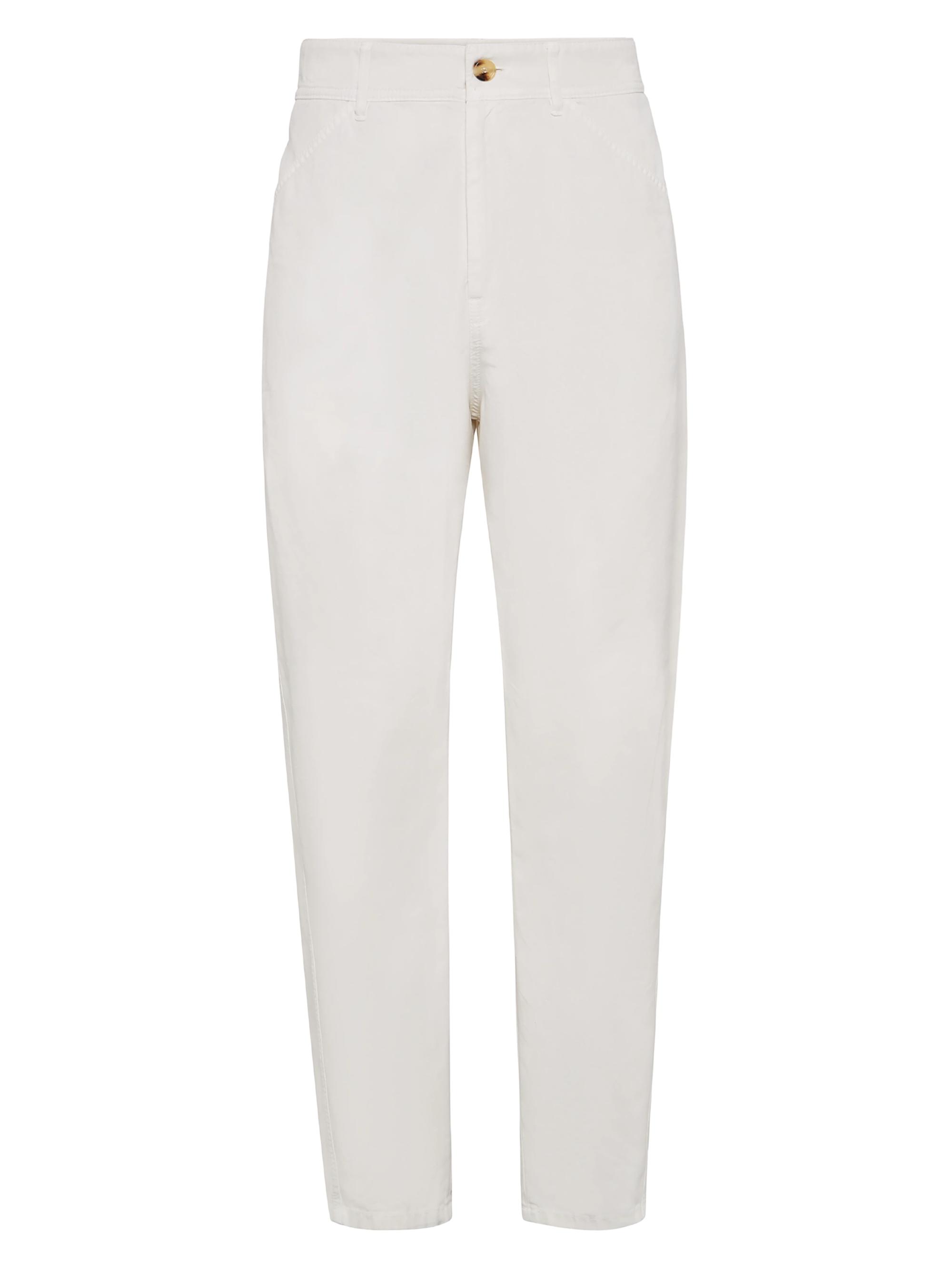 Brunello Cucinelli Men's Twisted Cotton Gabardine Ergonomic Trousers - Ecru