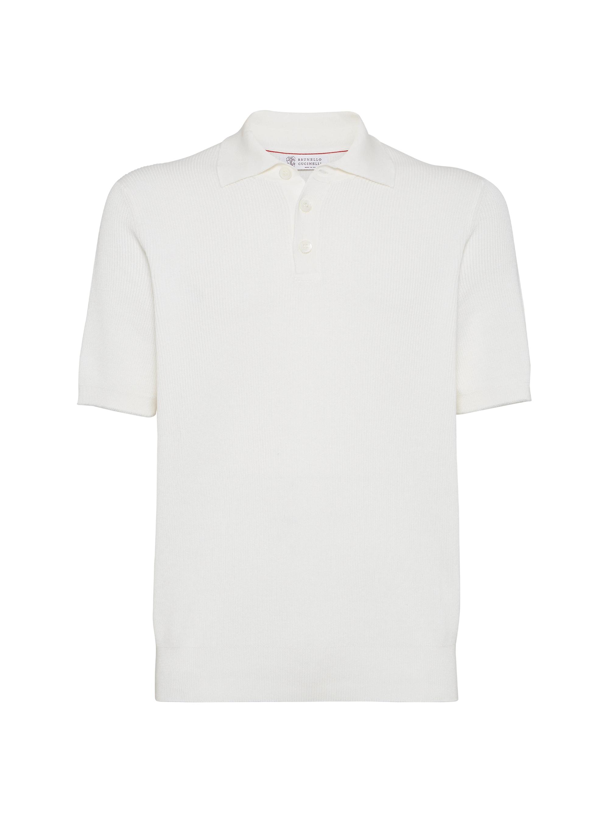 Brunello Cucinelli Men's Cotton English Rib Polo Style Sweater - Panama