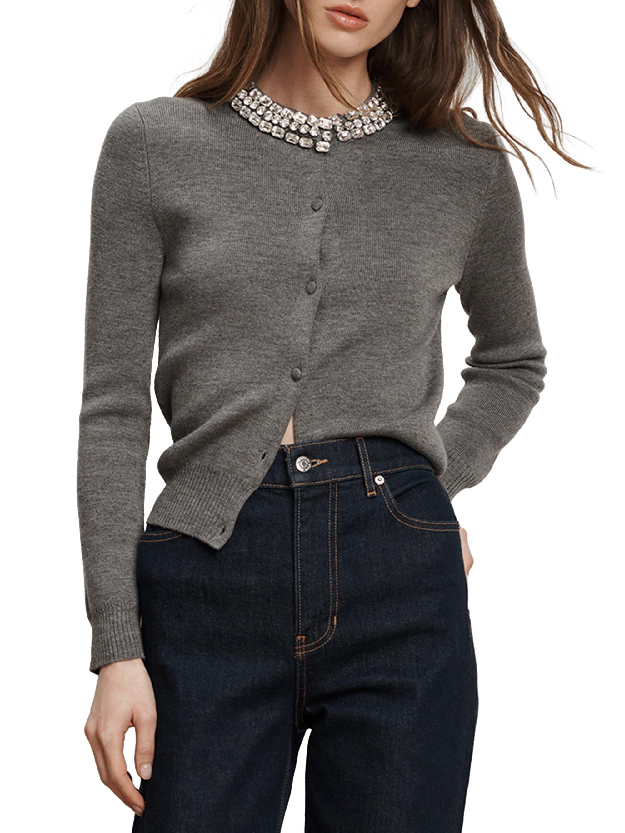 Daro Embellished Merino Wool Cardigan