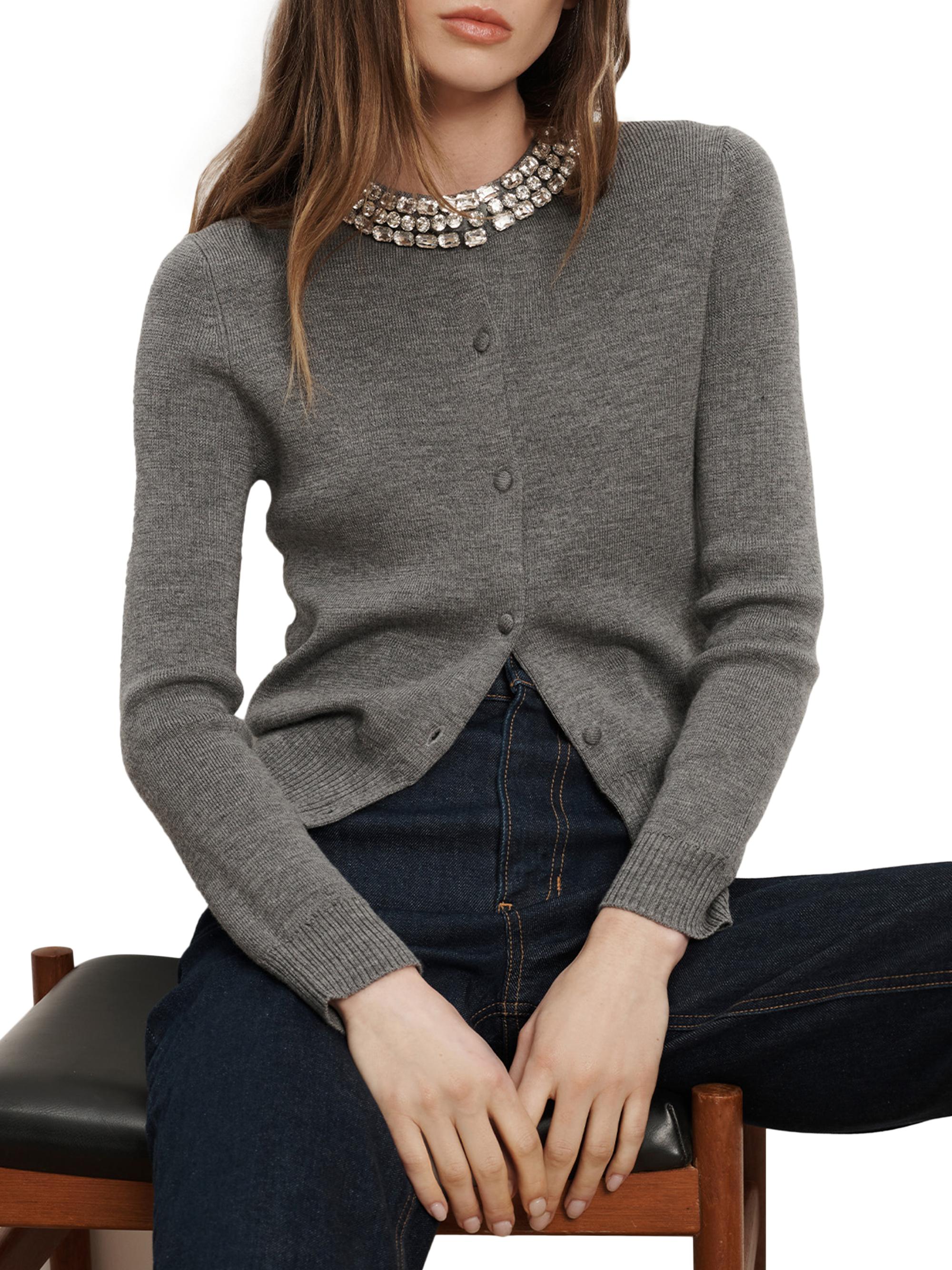 Daro Embellished Merino Wool Cardigan