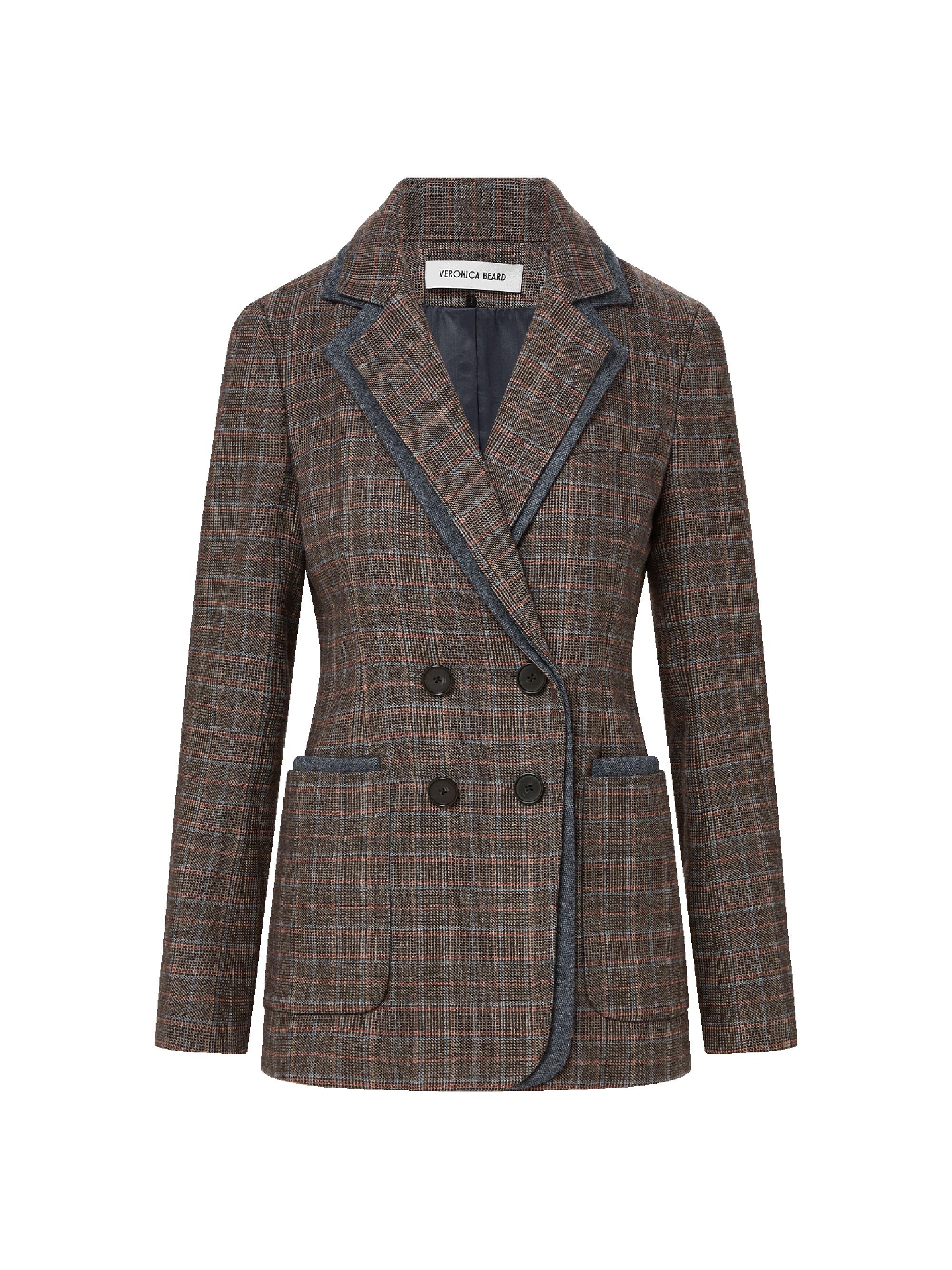 Veronica Beard Women's Hedi Checked Wool-Blend Dickey Jacket - Charcoal Multi