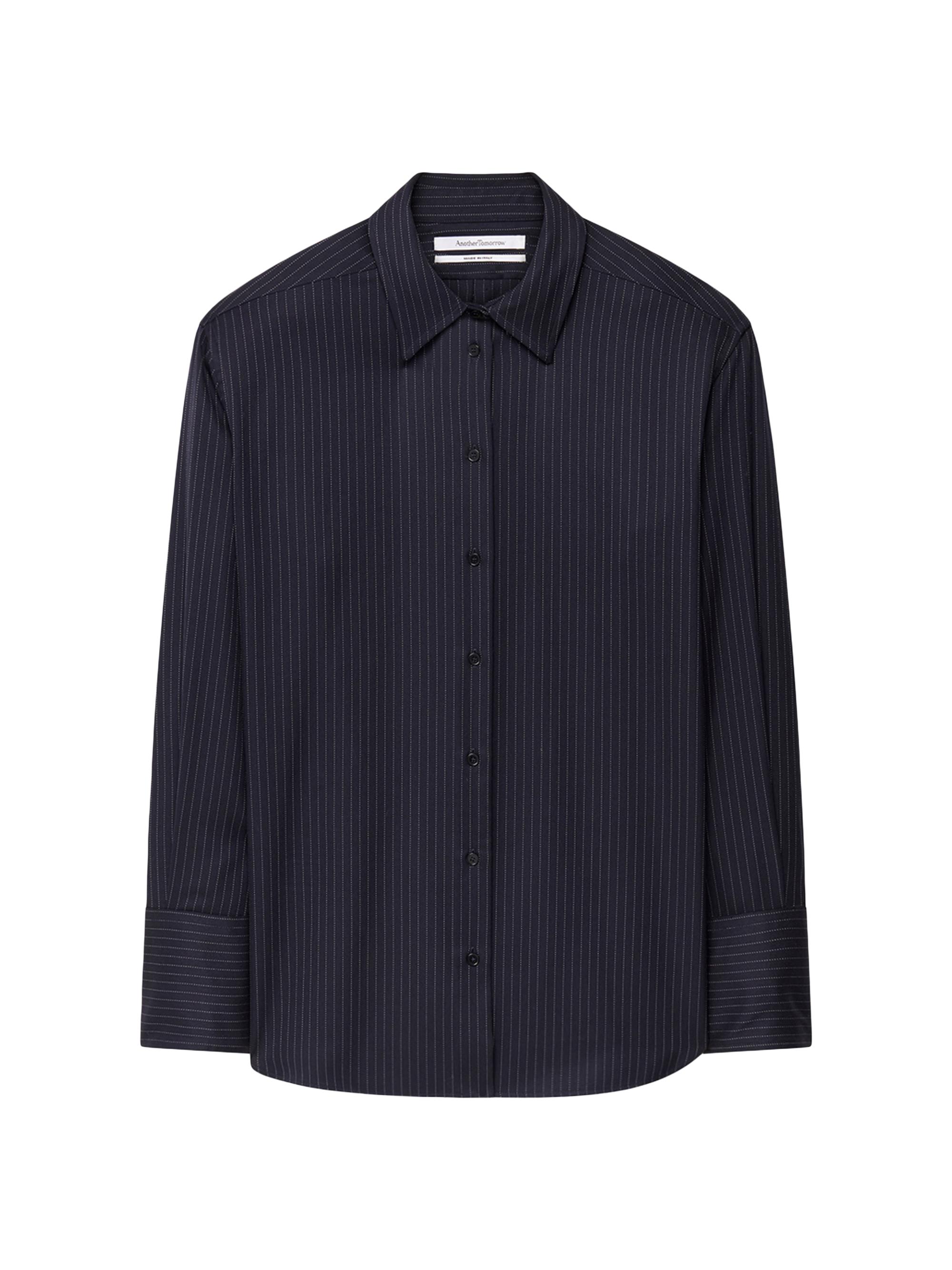 Another Tomorrow Women's Relaxed Shirt - Navy Chalk