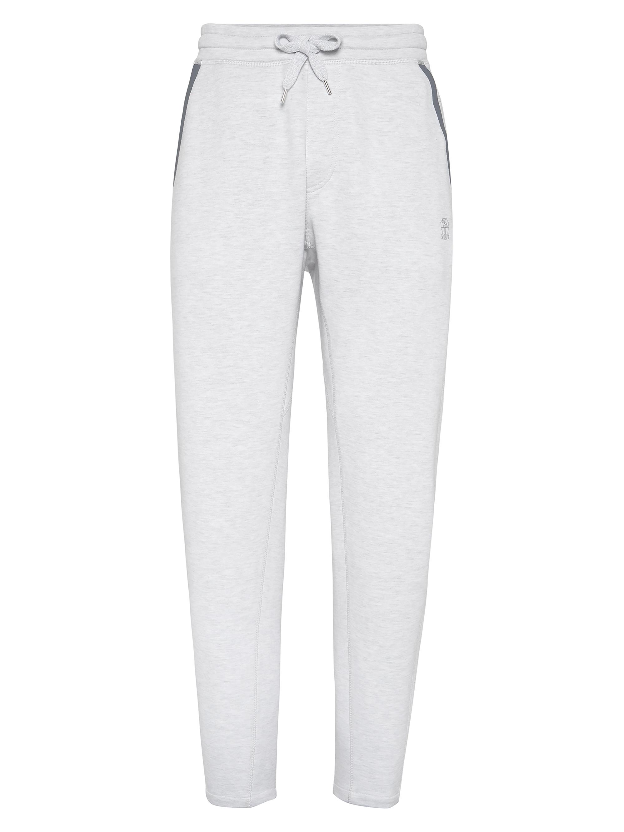 Brunello Cucinelli Men's Sea Island Cotton French Terry Double Cloth Trousers - Pearl Grey