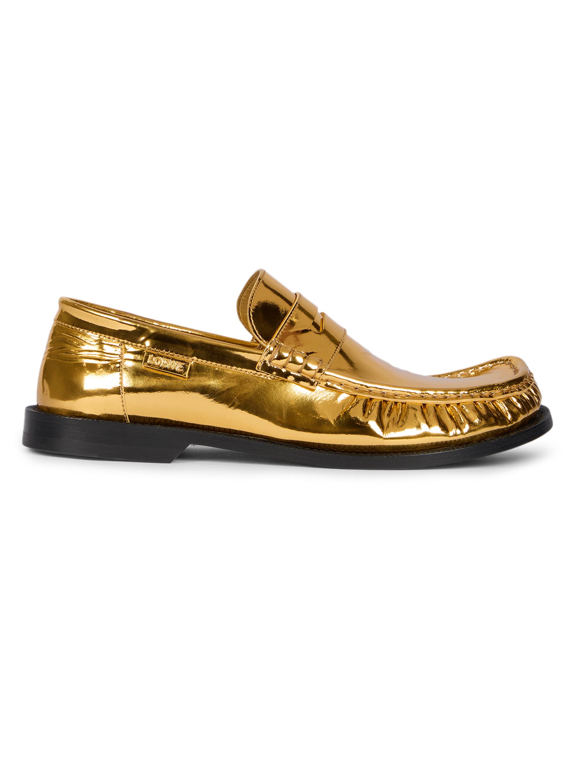 LOEWE Women's Campo Metallic Leather Penny Loafers - Gold