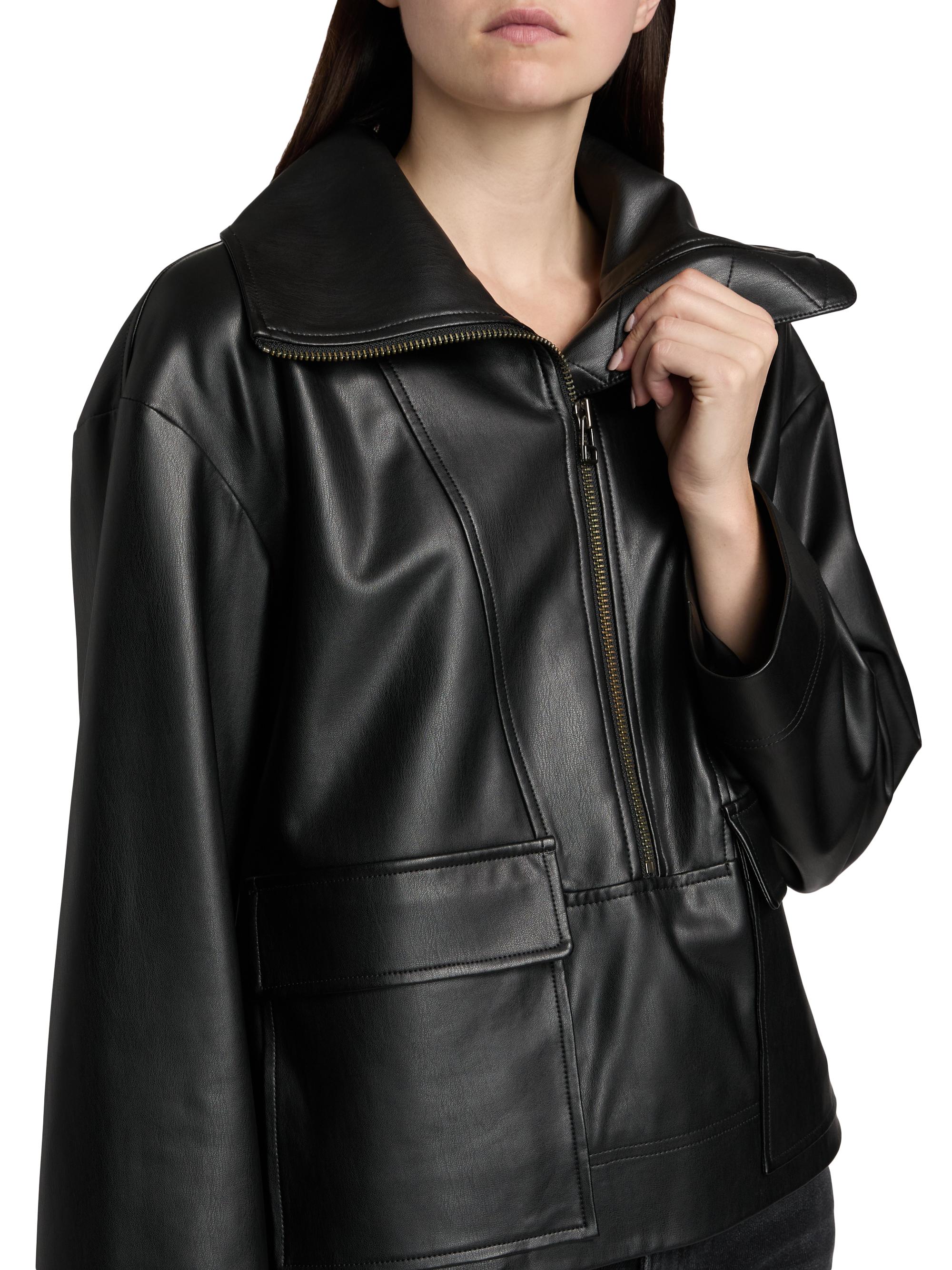 Veronica Beard Brian Faux-Leather Popover Jacket | Saks Fifth Avenue