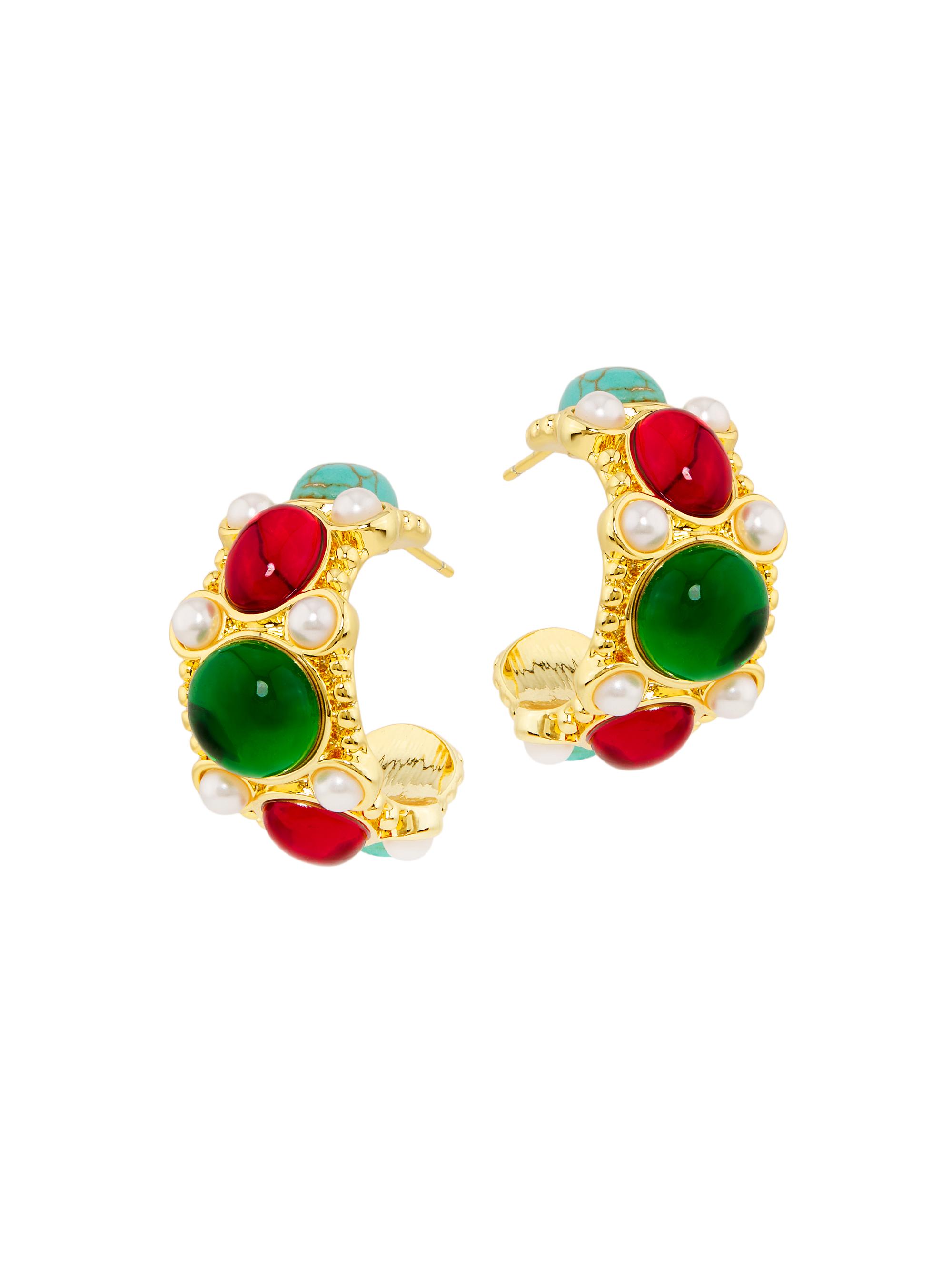 Kenneth Jay Lane Women's 18K-Gold-Plated & Imitation Gemstone Hoop Earrimgs - Gold