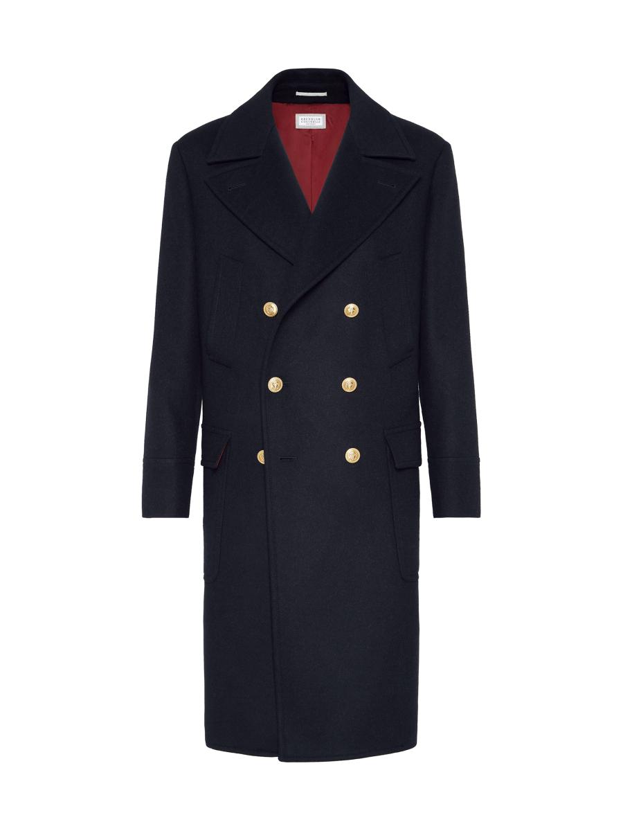 BRUNELLO CUCINELLI★ネイビー ニットコート★定価28万 Brunello Cucinelli Wool Double Cloth One and a Half Breasted Coat