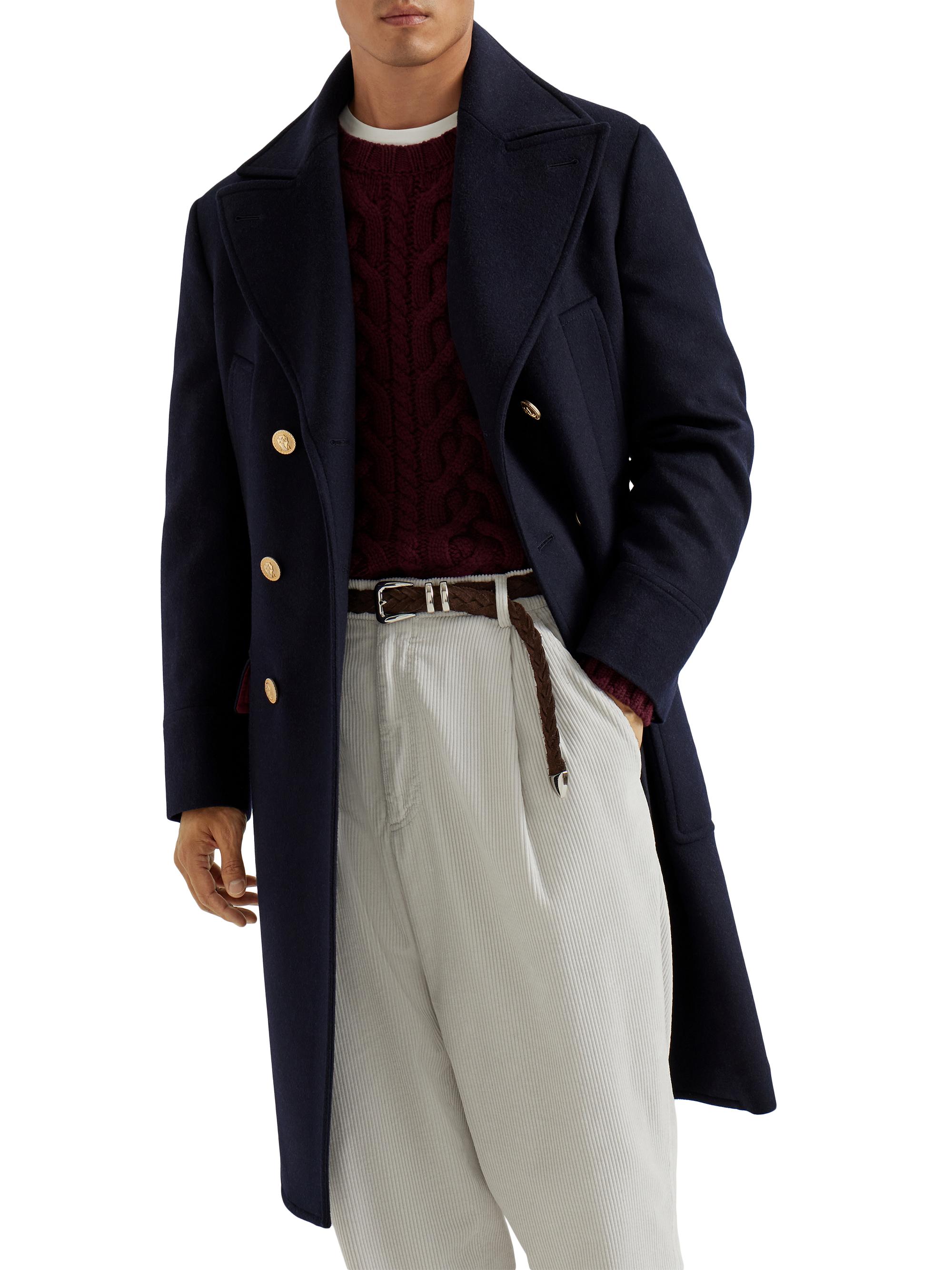 Brunello Cucinelli Wool Double Cloth One and a Half Breasted Coat