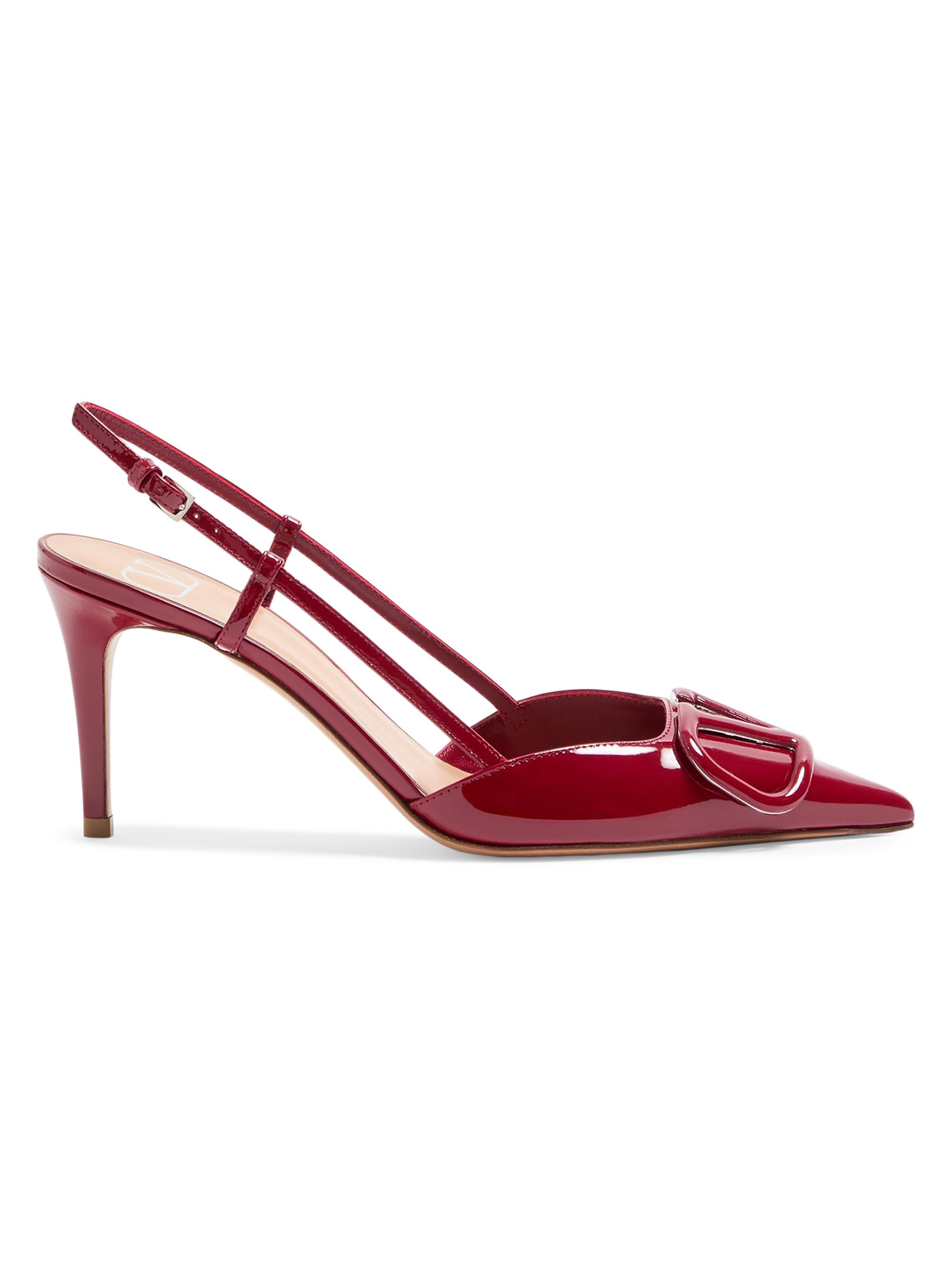 Valentino Garavani Women's VLogo Signature Patent Leather 80MM Slingback Pumps - Dark Red