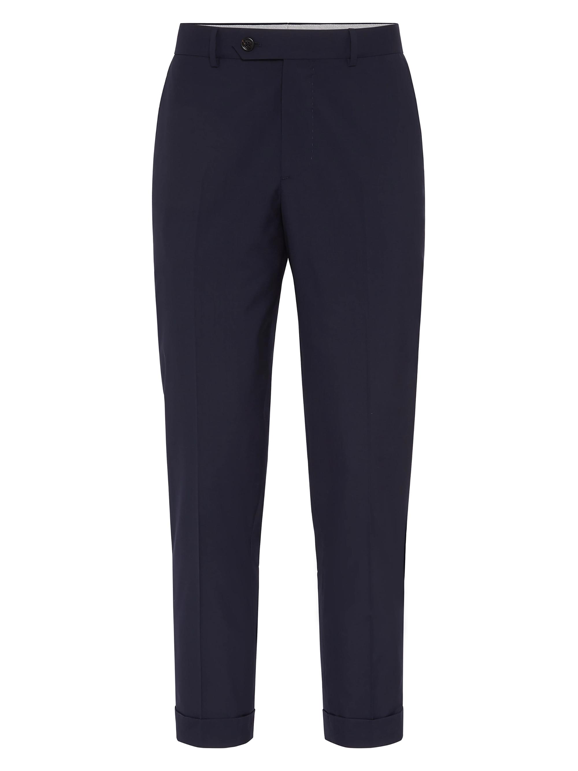 Brunello Cucinelli Men's Super 150s Lightweight Virgin Wool and Silk Trousers - Navy Blue
