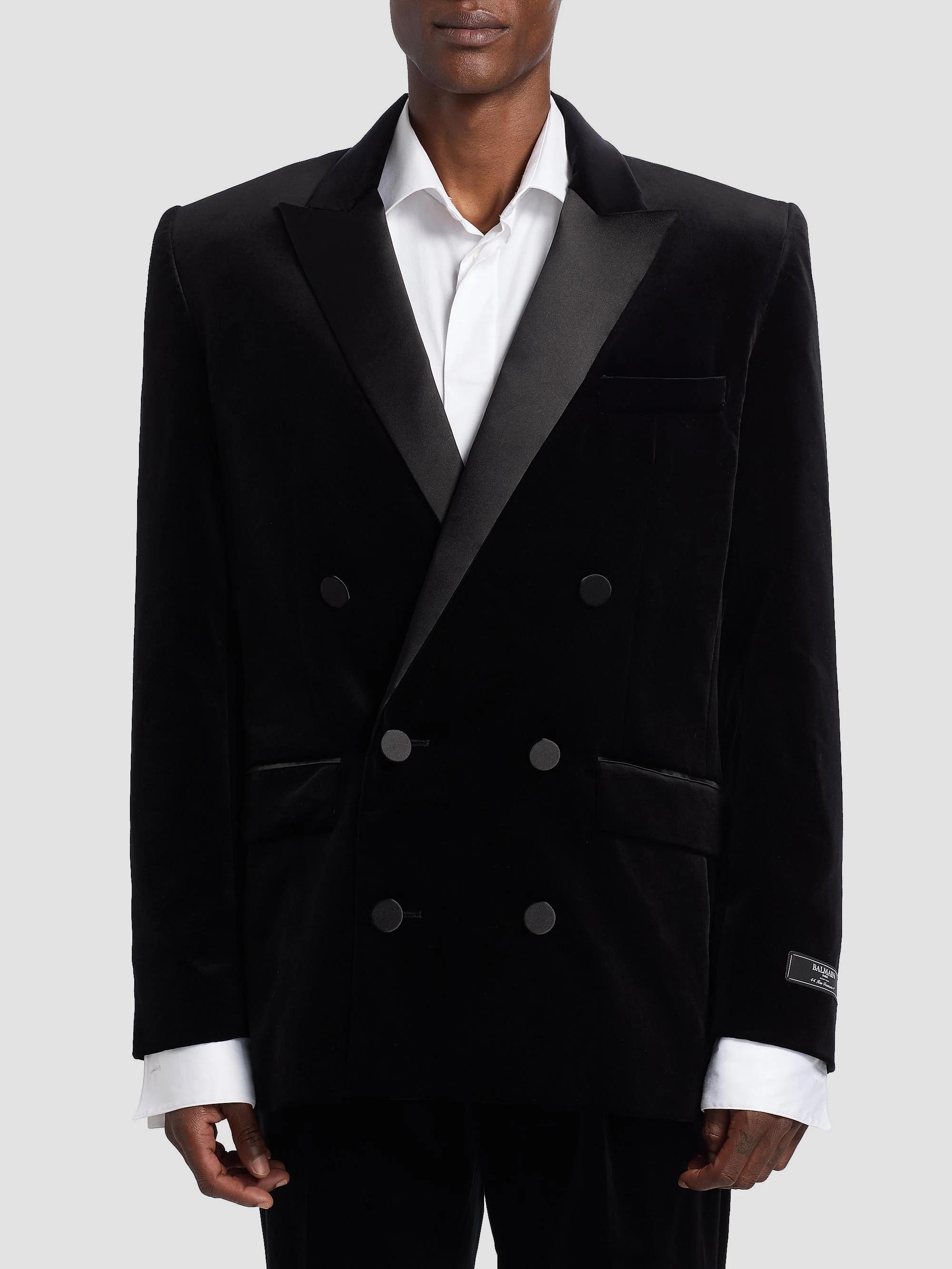Balmain Velvet & Satin Double-Breasted Blazer | Saks Fifth Avenue