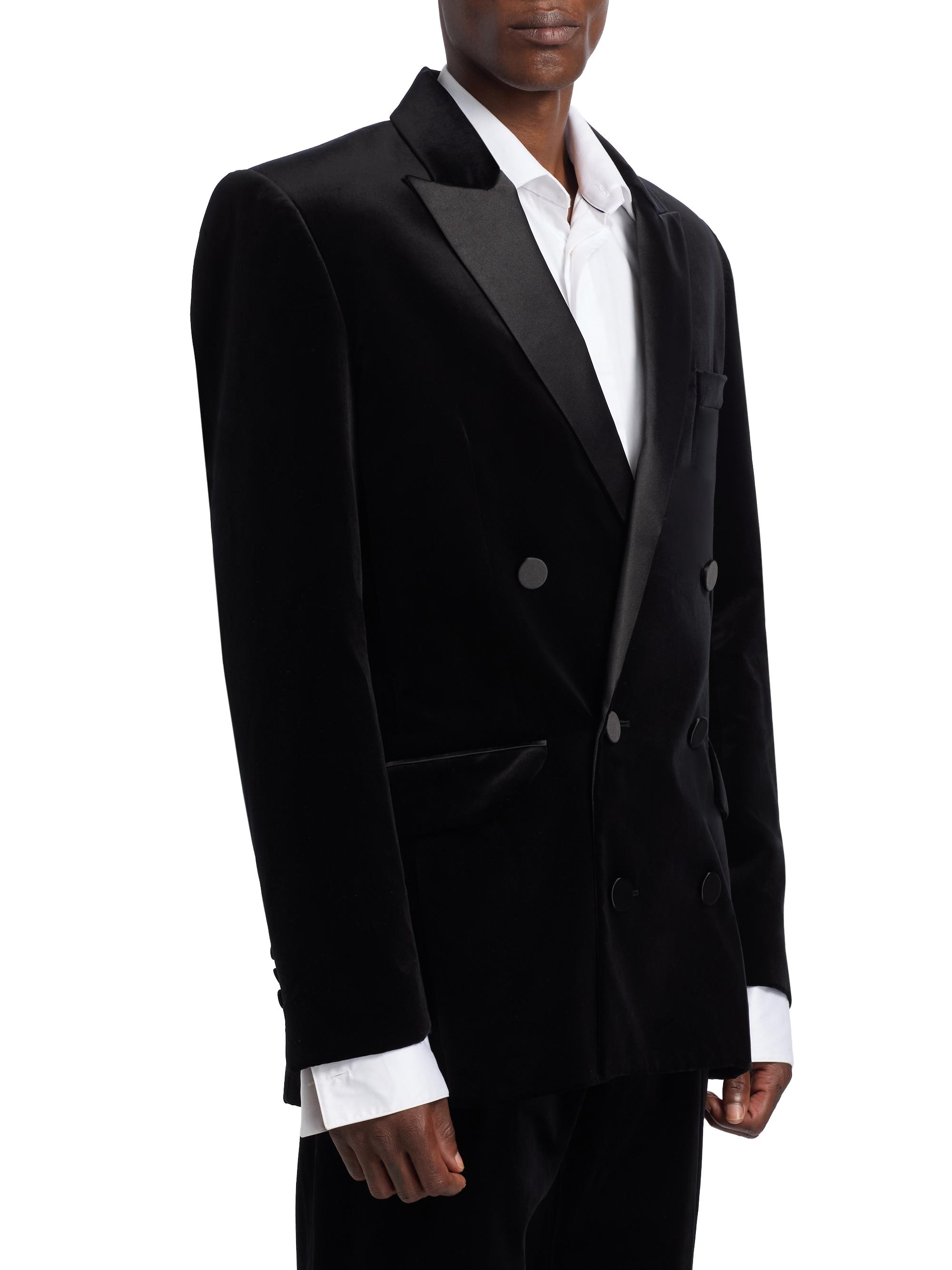 Balmain Velvet & Satin Double-Breasted Blazer | Saks Fifth Avenue