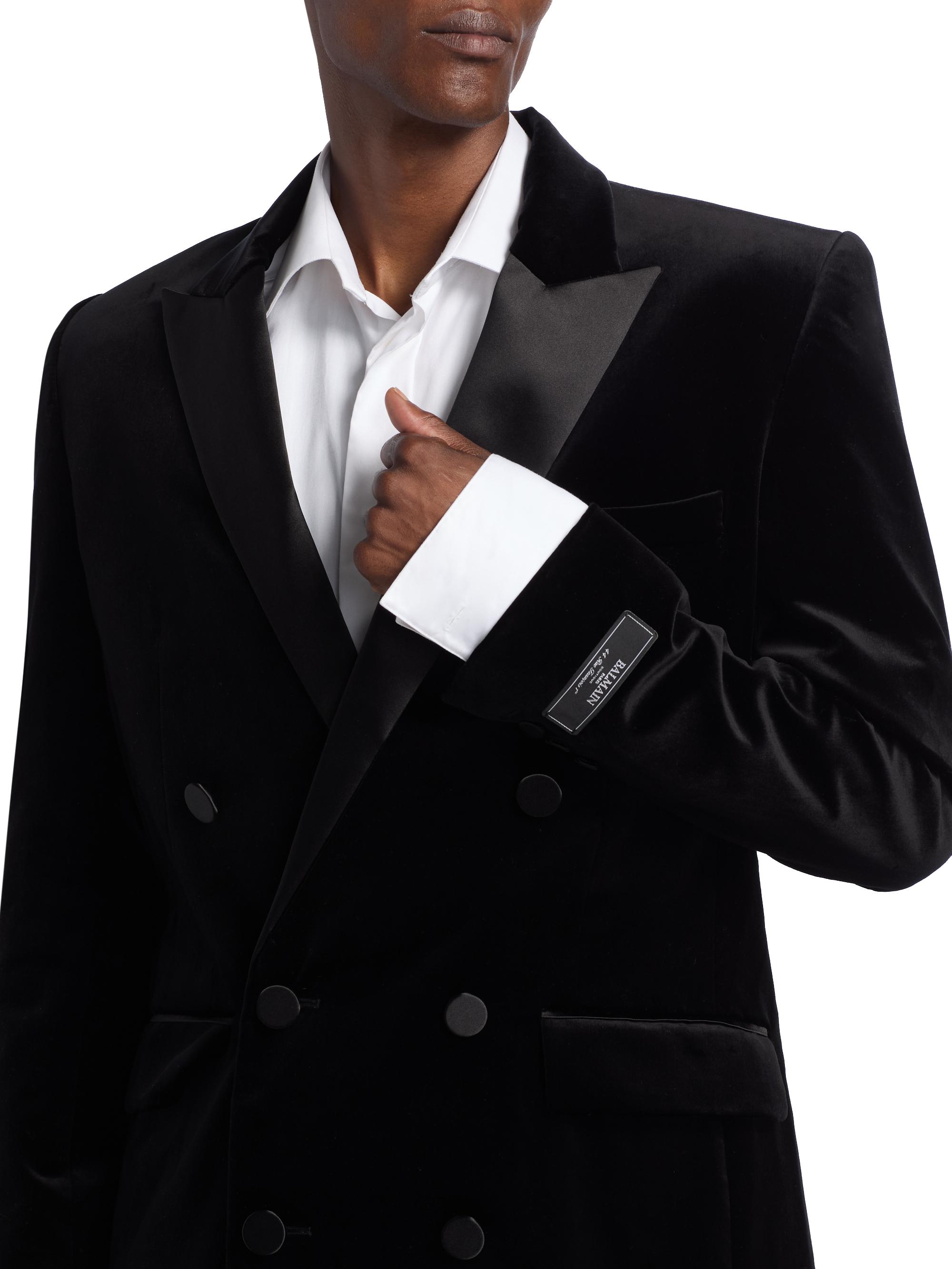 Balmain Velvet & Satin Double-Breasted Blazer | Saks Fifth Avenue