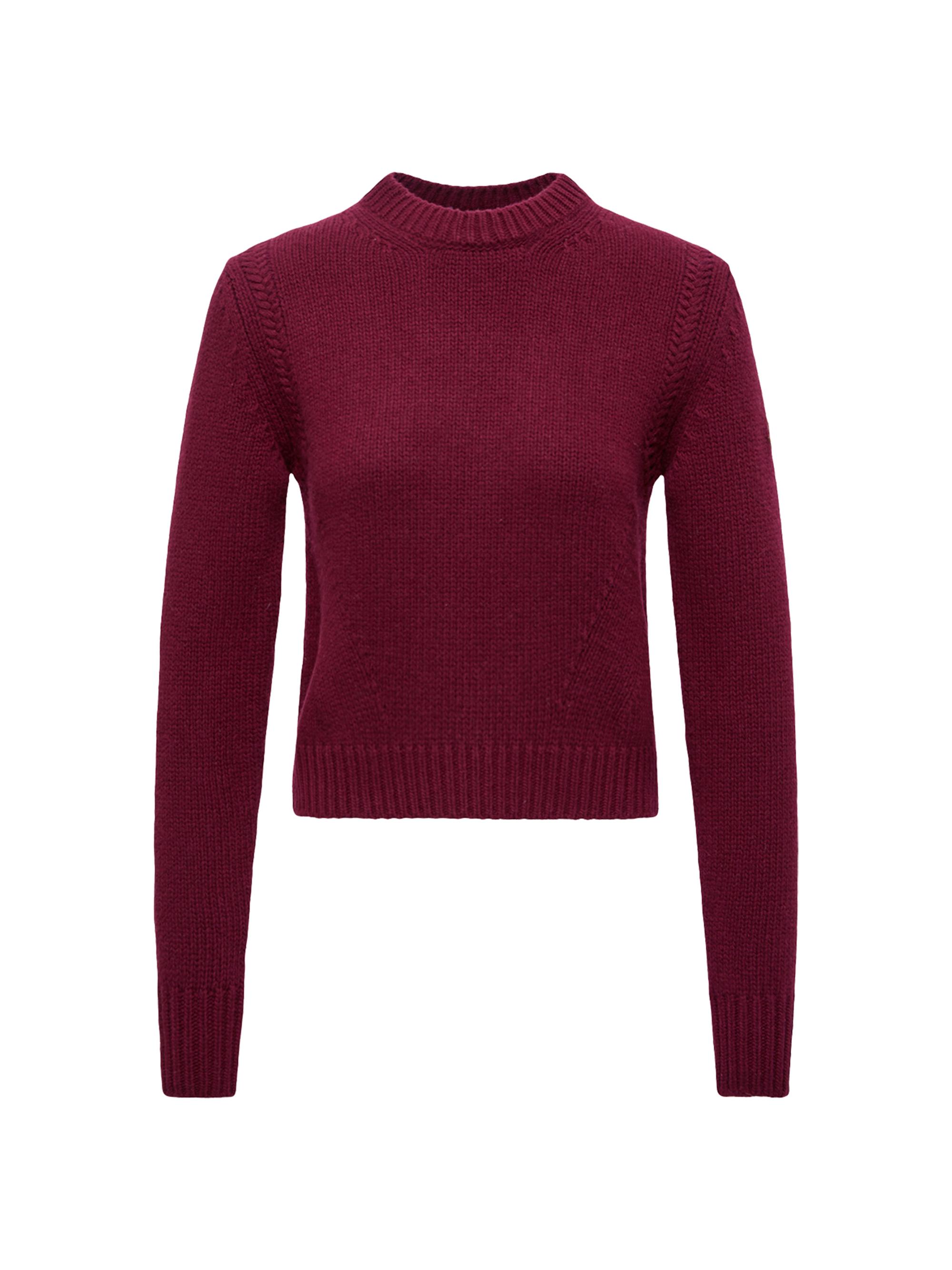 Moncler Women's Crew Neck Sweater in Wool and Cashmere - Burgundy