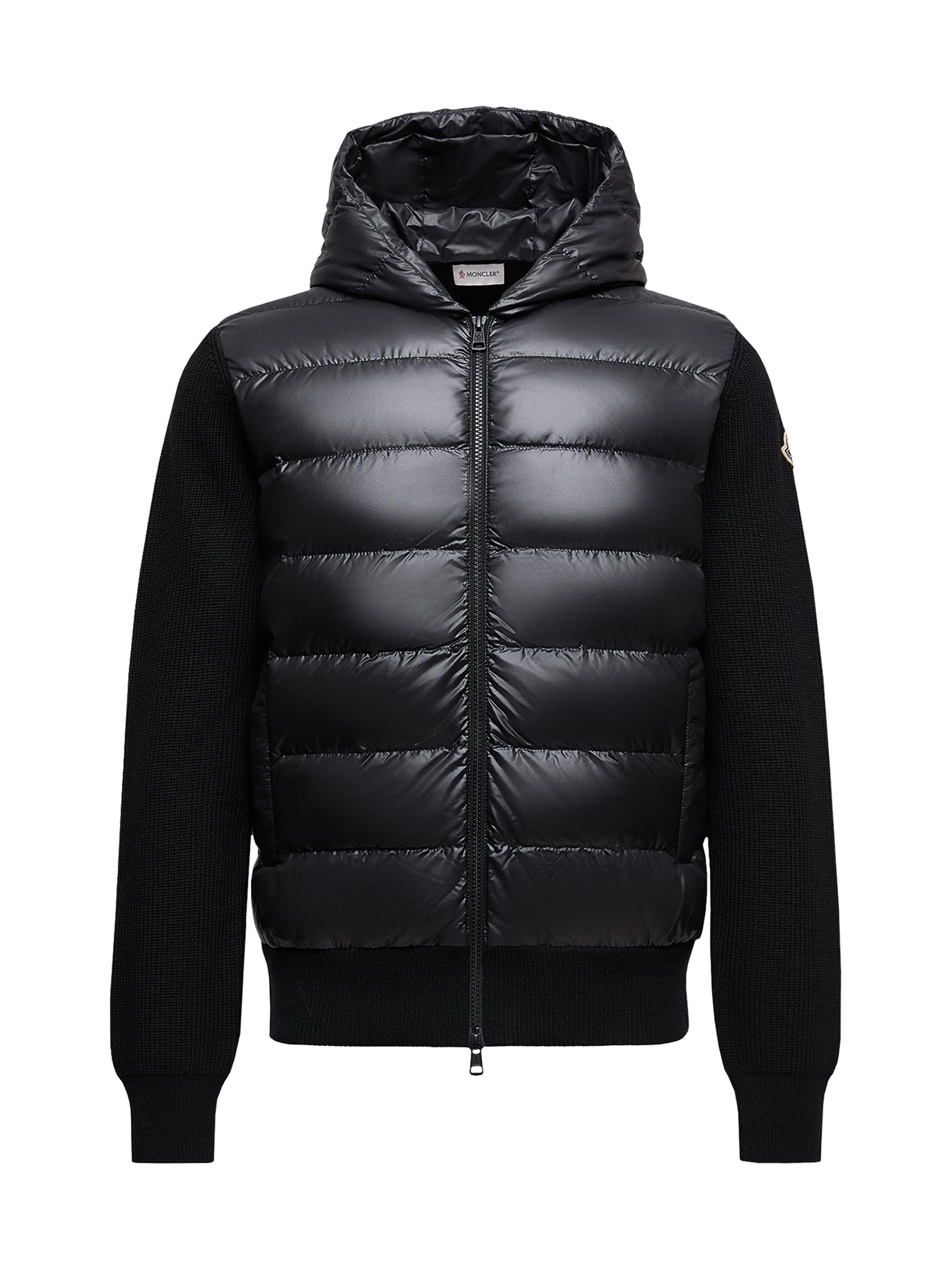 Moncler Men's Down-Filled Hoodie in Wool - Black
