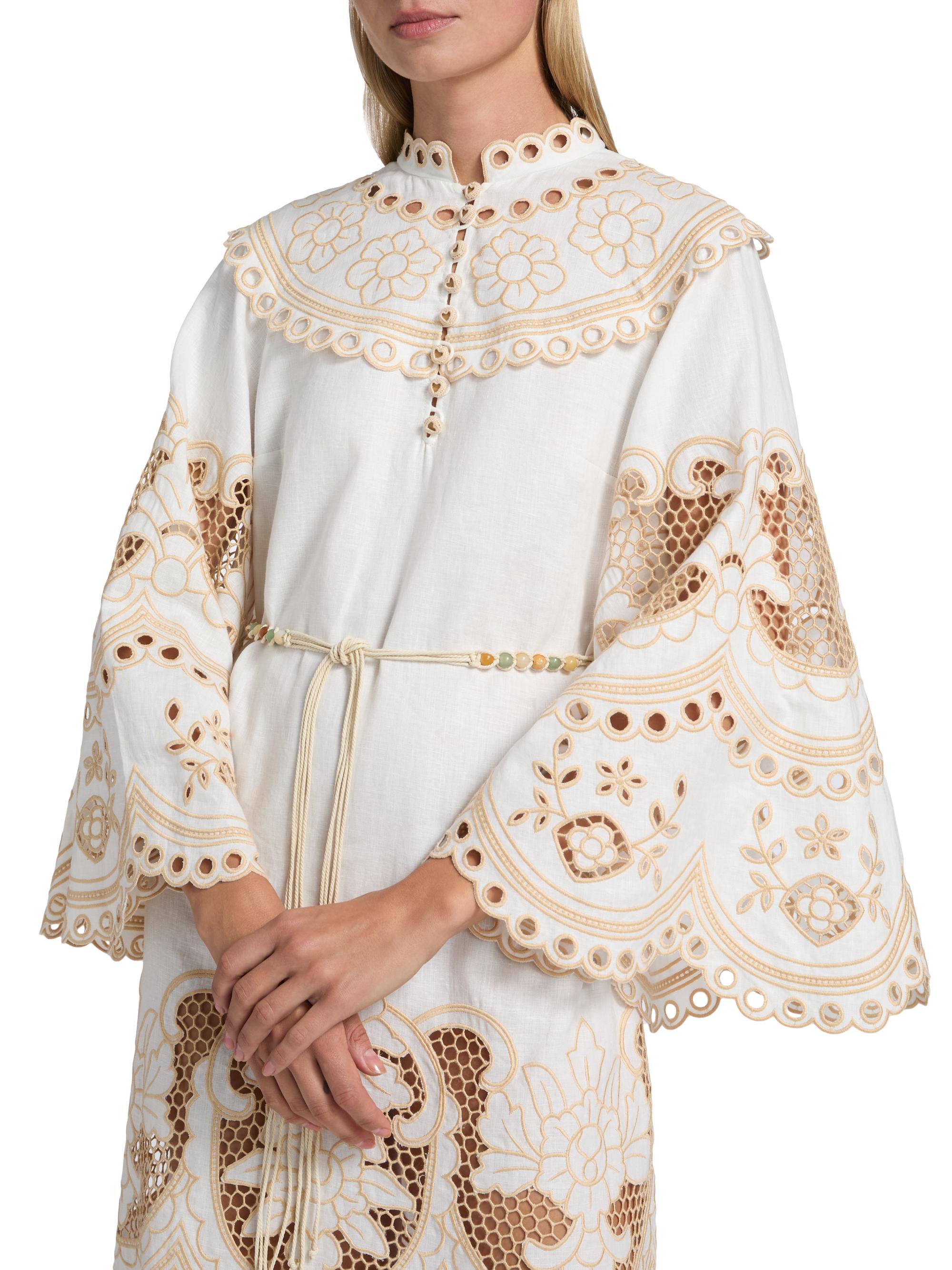 eyelet embroidered shift dress Floral Eyelet Embroidered Sleeveless Shift Dress White / S
