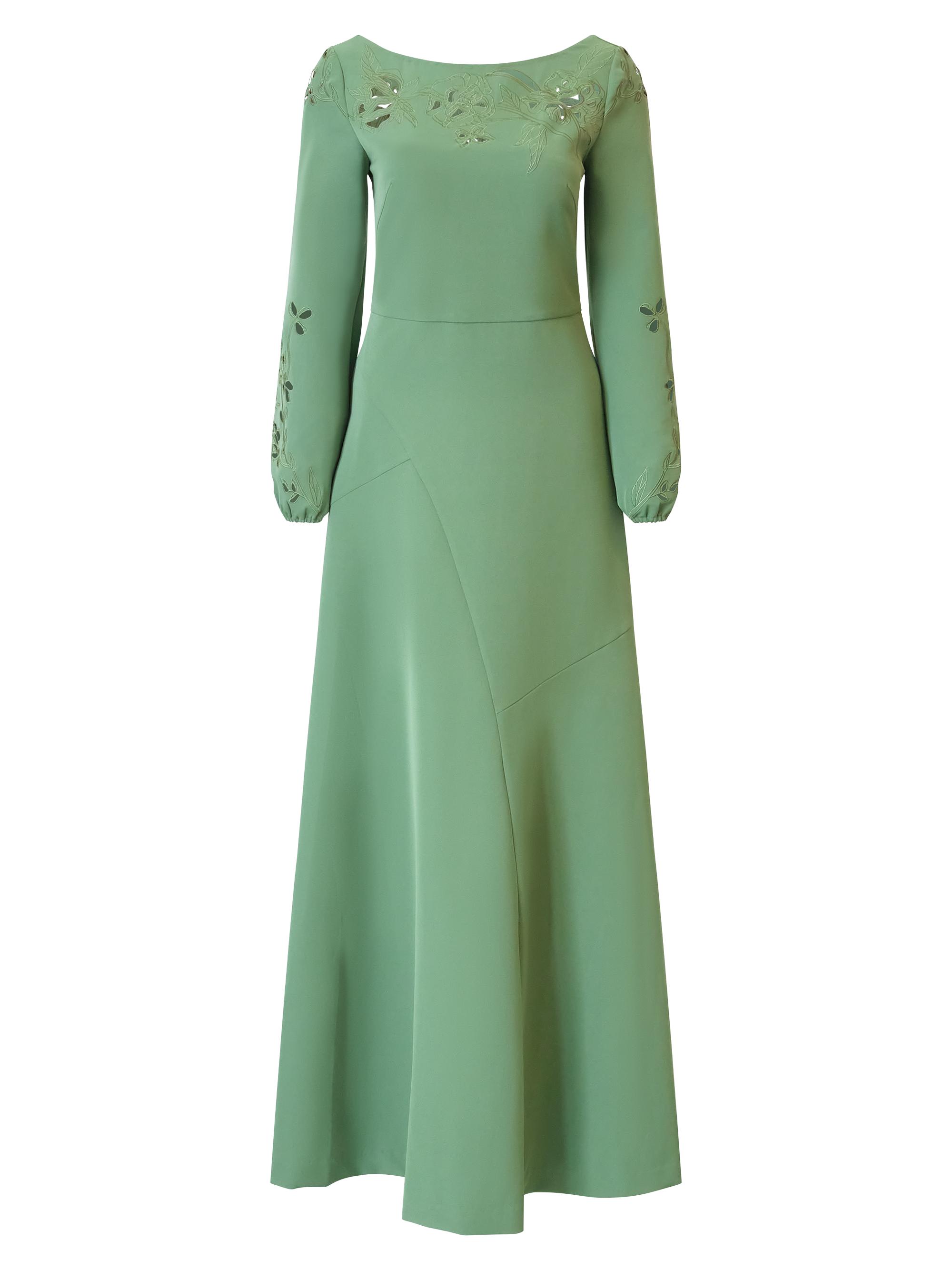 Kay Unger Women's Valentina Embroidered Stretch-Crepe Fit & Flare Gown - Spearmint