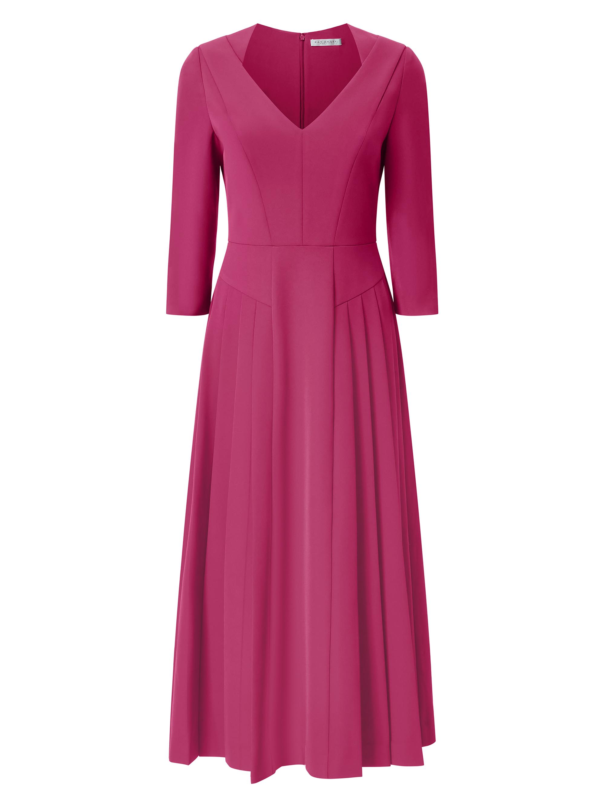 Kay Unger Women's Enola Stretch-Crepe V-Neck Midi-Dress - Sangria