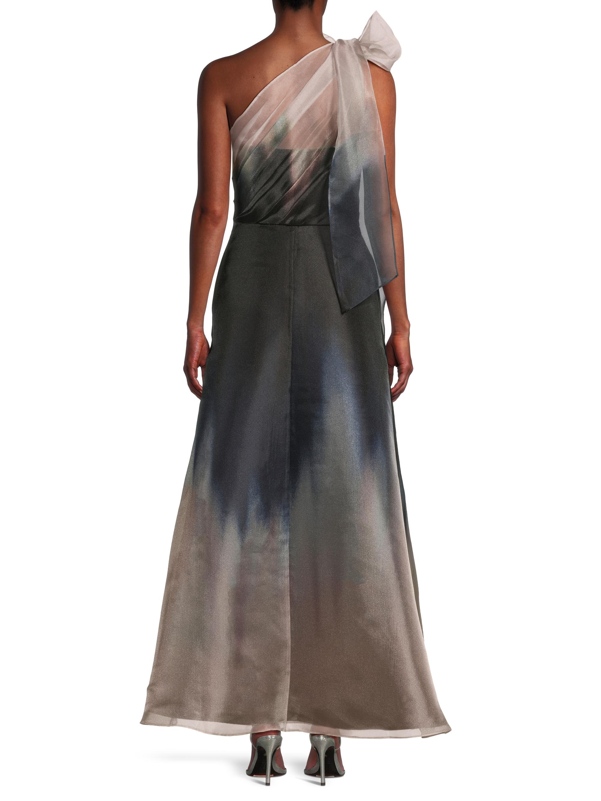 Kay Unger Women's Victoria Ombr Organza One-Shoulder Gown - Black - Size 10
