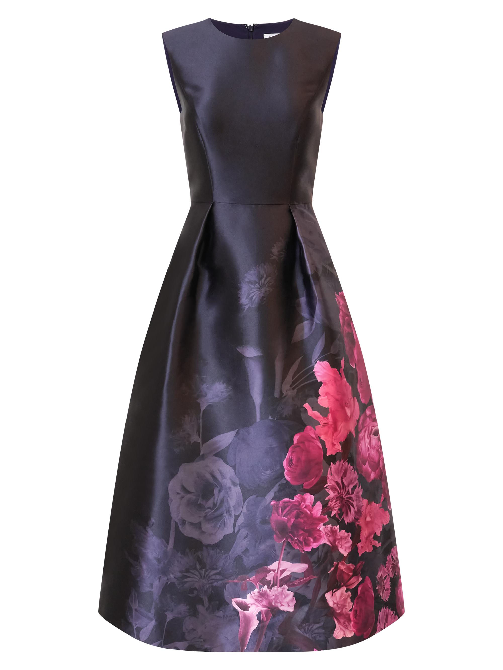 Kay Unger Women's Landon Floral Mikado Fit & Flare Midi-Dress - Twilight Multi - Size 2