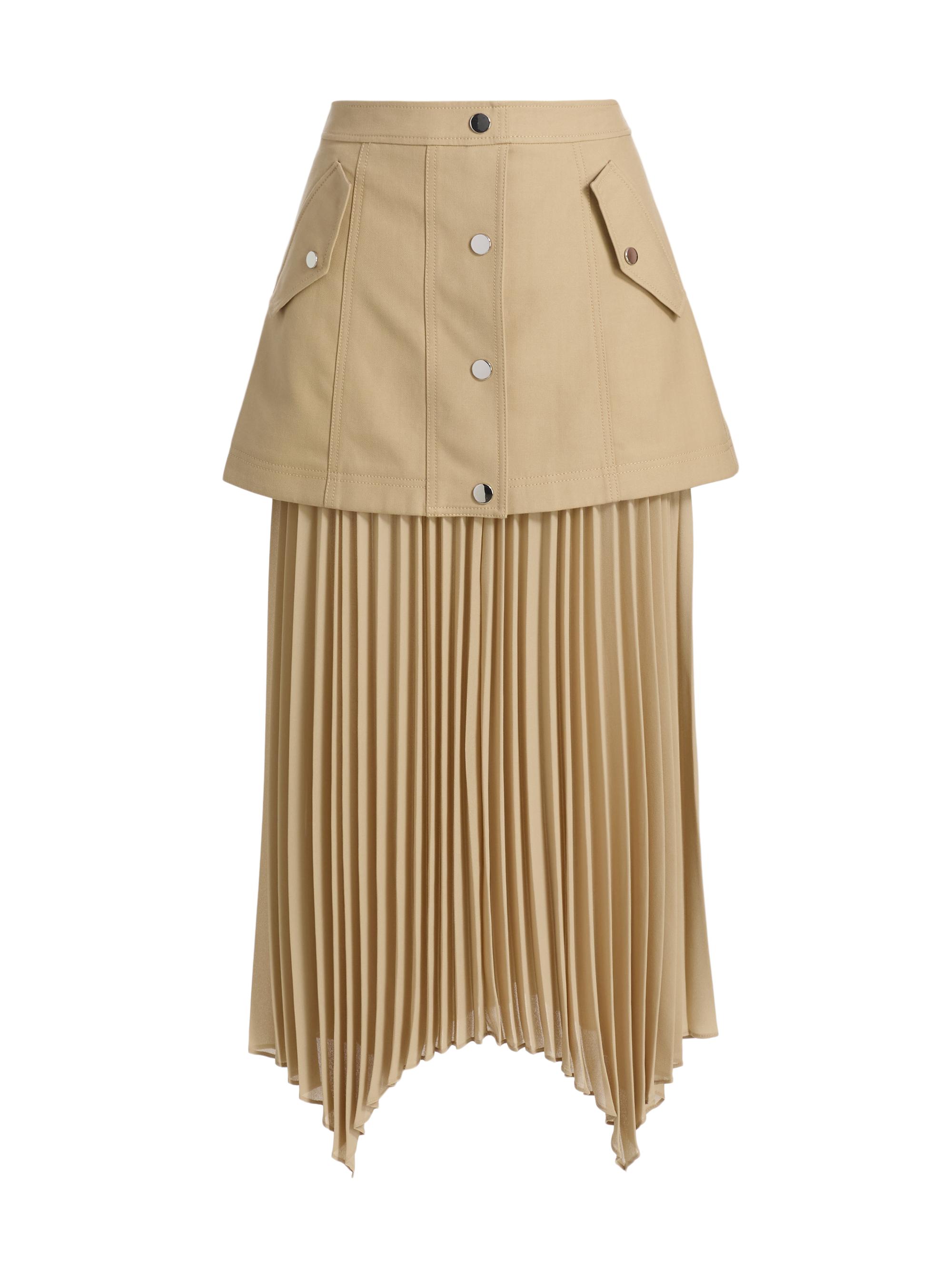 Veronica Beard Patricka Mixed Media Pleated Midi-Skirt | Saks