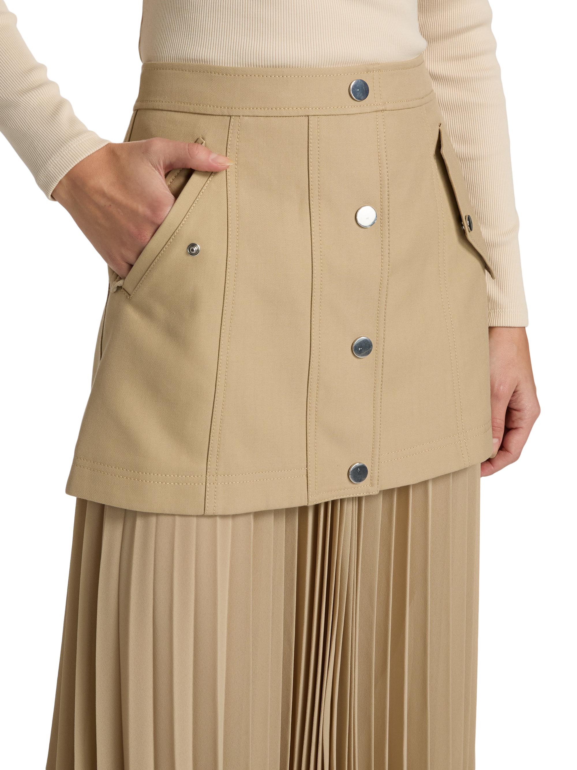 Veronica Beard Patricka Mixed Media Pleated Midi-Skirt | Saks