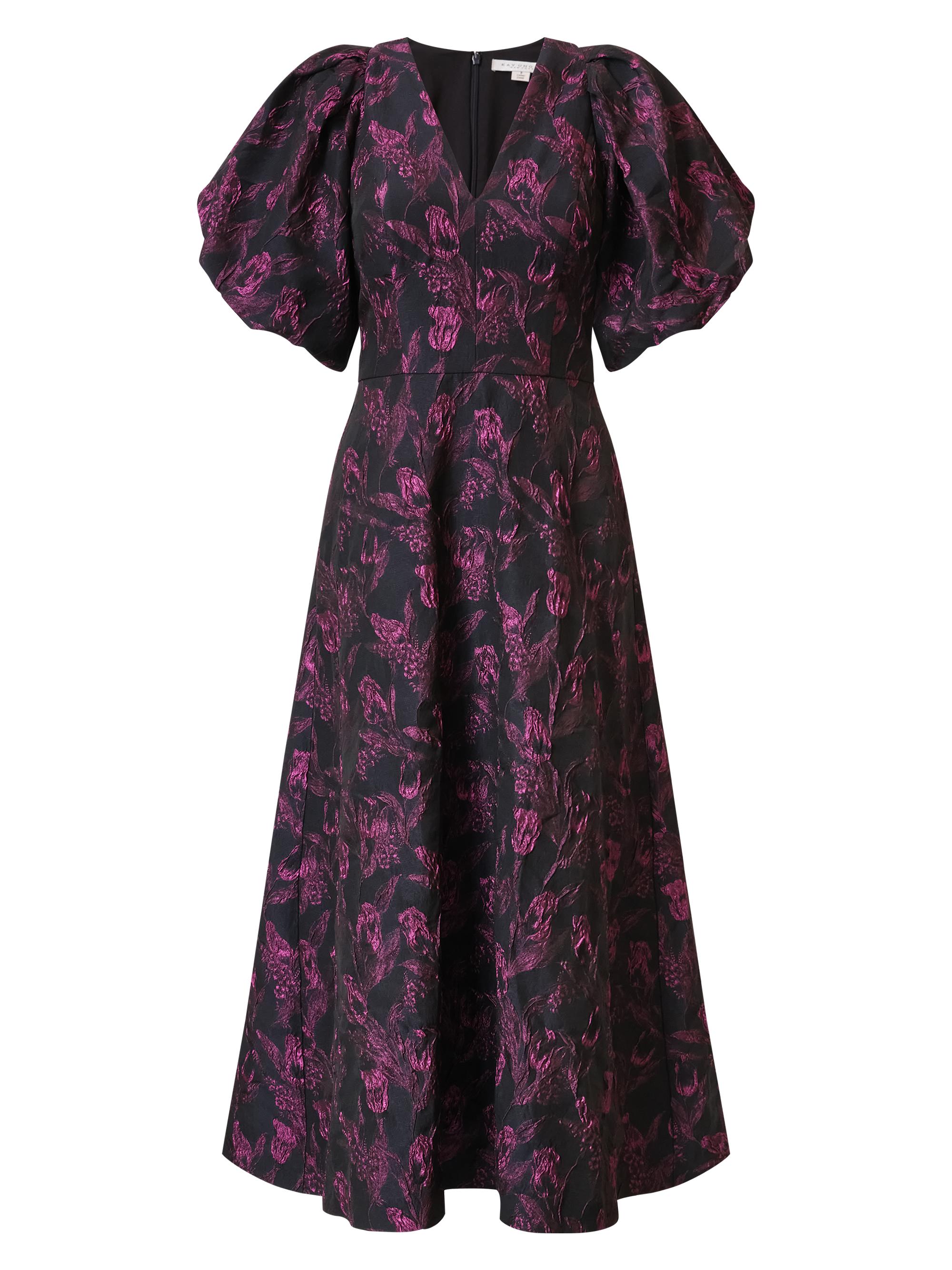 Kay Unger Women's Grace Floral Jacquard Fit & Flare Midi-Dress - Twilight