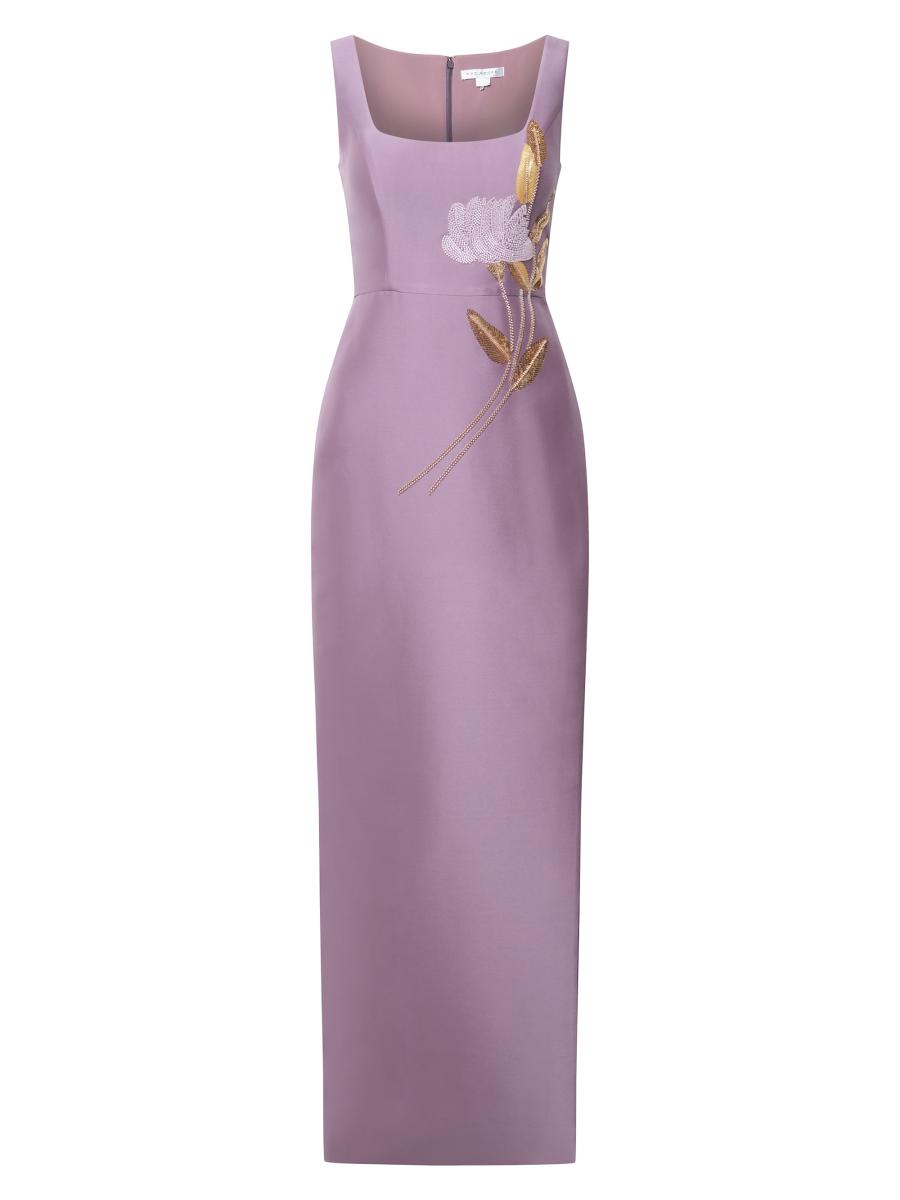 Kay Unger Women's Paloma Threaded Floral Column Gown - Heather - Size 16
