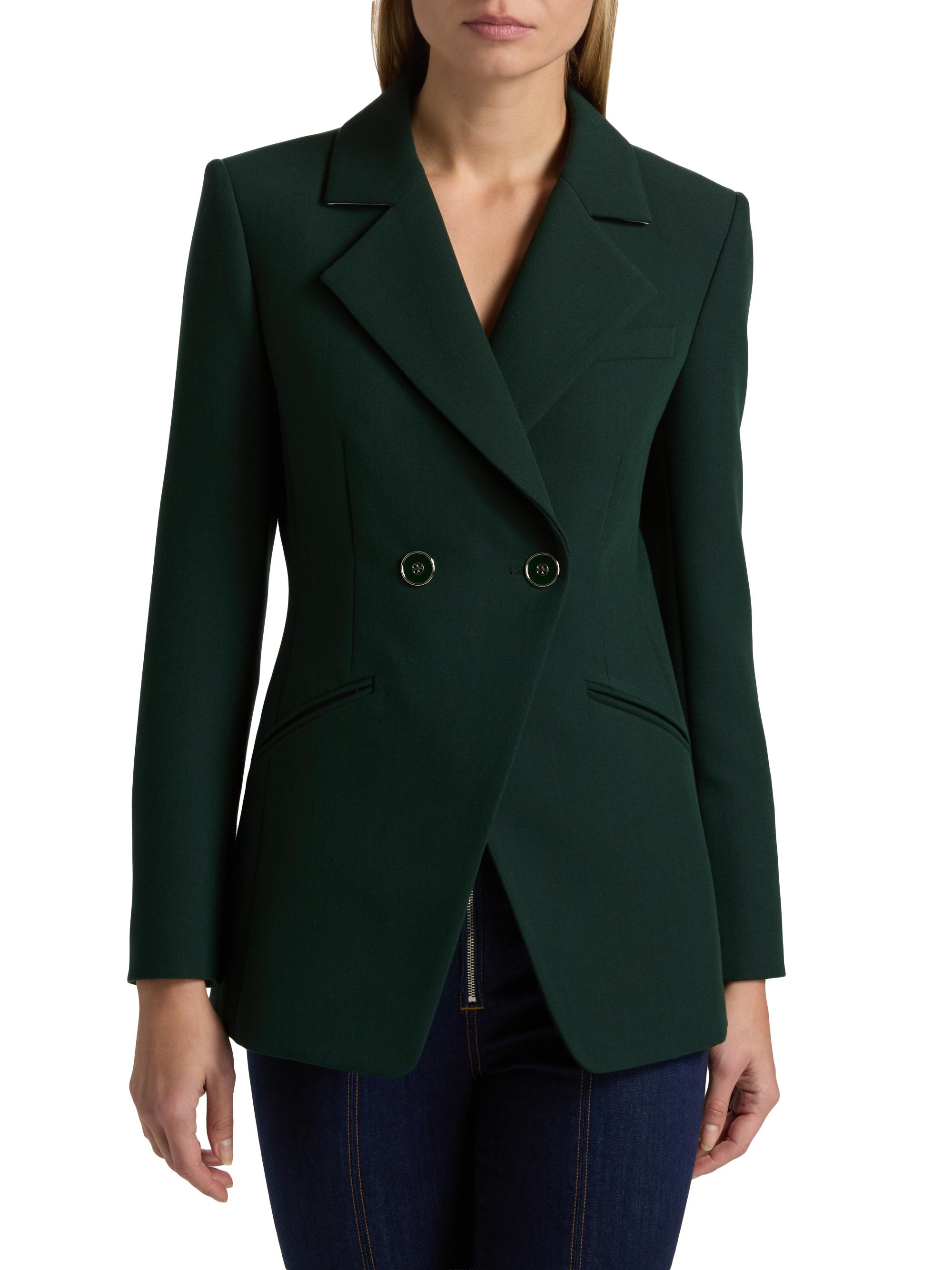 VIVAMUS ダークグリーン ショートジャケット Veronica Beard Amos Double-Breasted Dickey Jacket | Saks Fifth Avenue