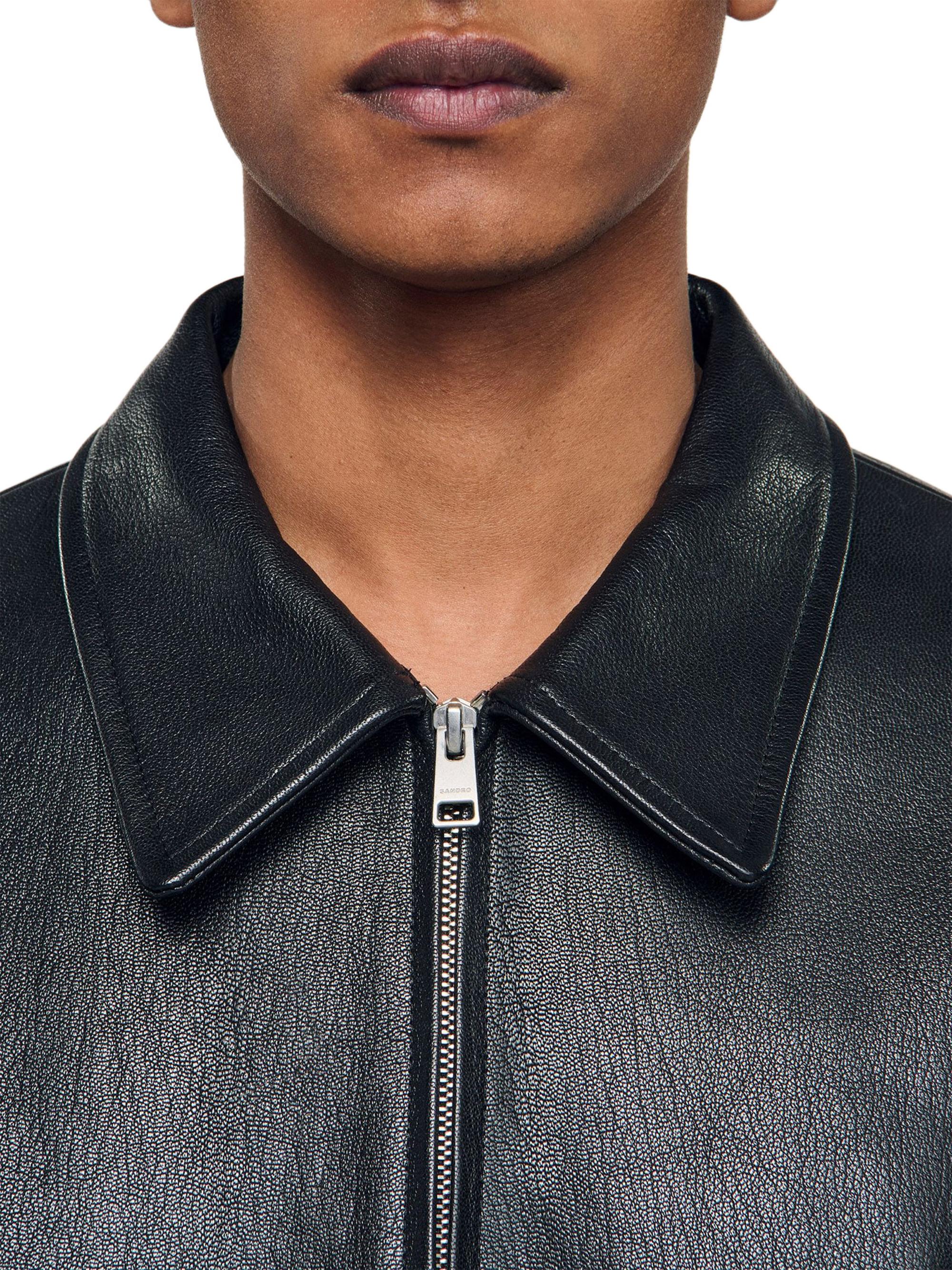 Sandro Zip-Up Leather Jacket | Saks Fifth Avenue