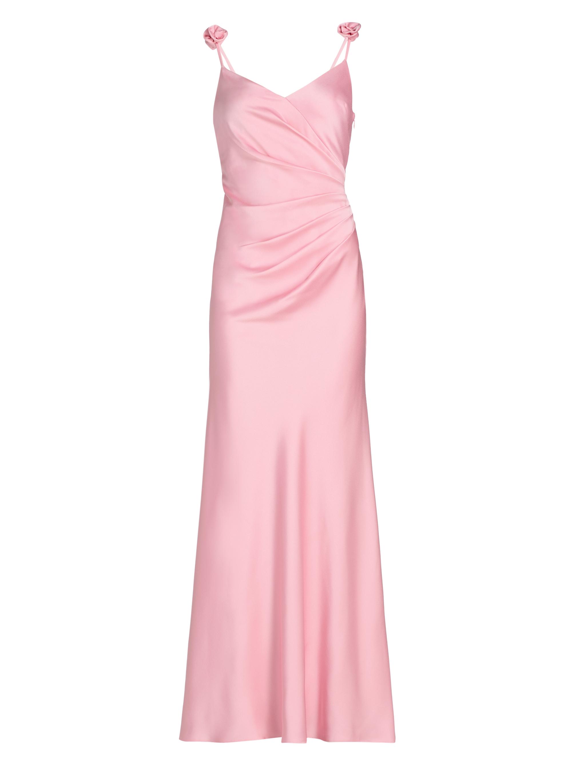 As It May Women's Satin V-Neck Draped Gown - Ballet Pink