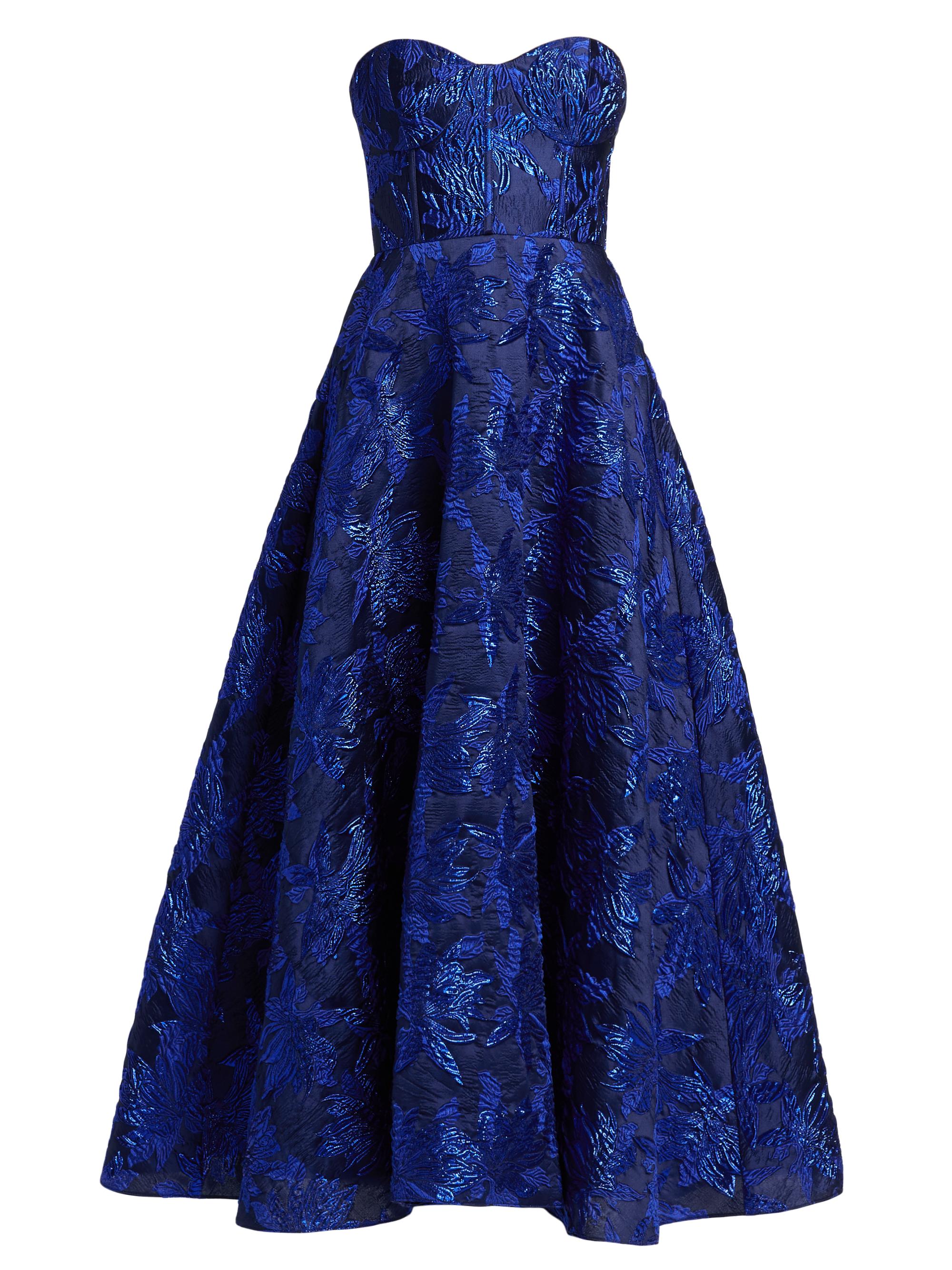 As It May Women's Livia Floral Jacquard Midi-Dress - Lapis