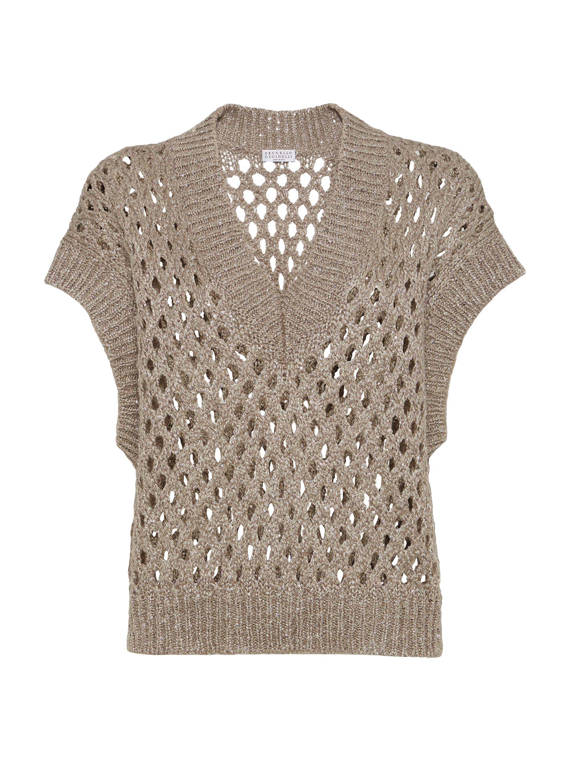 Brunello Cucinelli Women's Silk and Linen Dazzling Net Sweater - Warm Beige