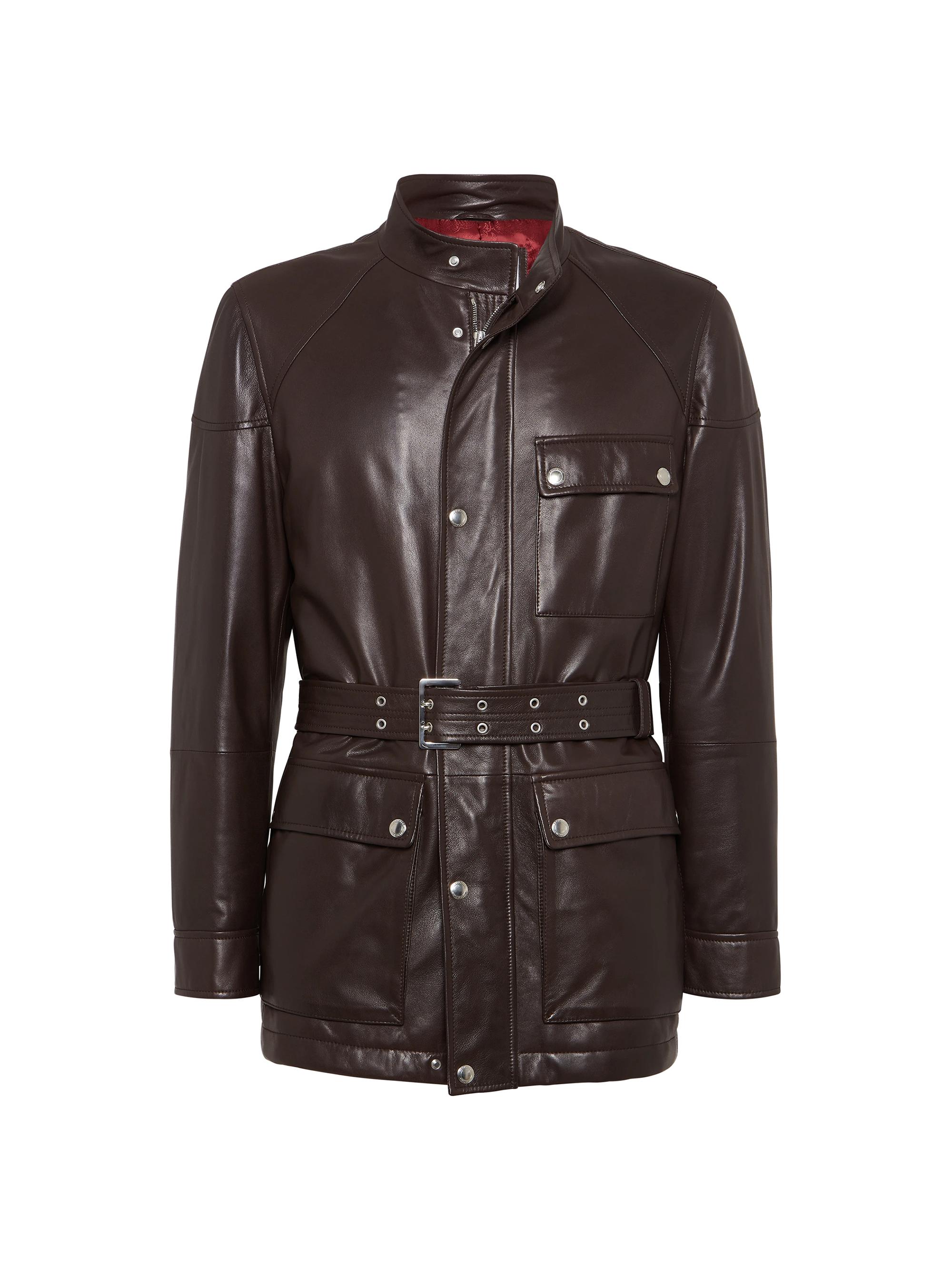 Brunello Cucinelli Men's Nappa Leather Safari Jacket - Rust Brown