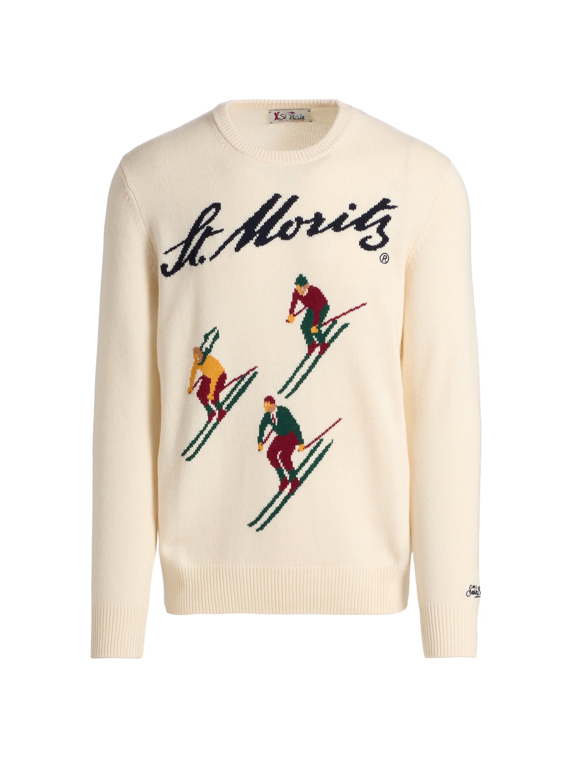 MC2 Saint Barth Men's Heron Wool-Blend Jacquard Crewneck Sweater - St Moritz Ski